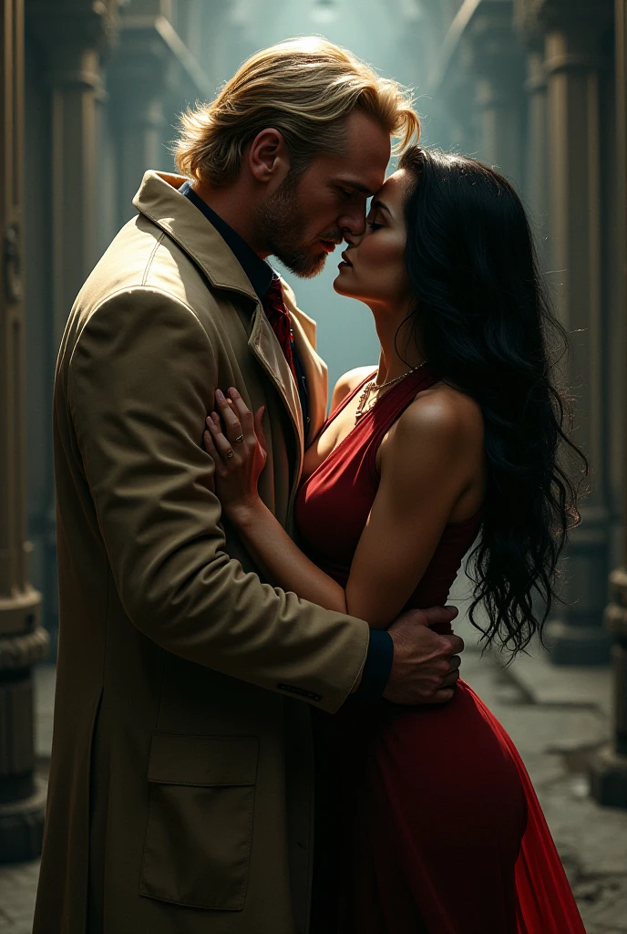 Beautiful lady with large boobs and standing with a male