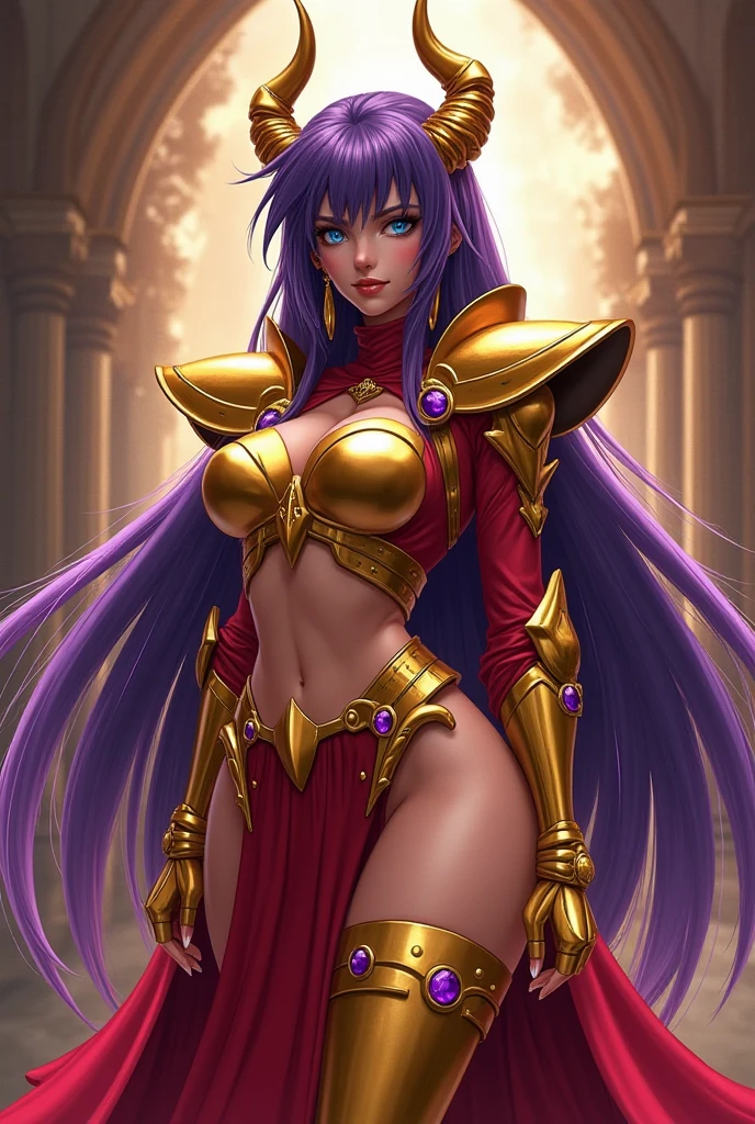 Kido_Saori, ((long purple hair, bangs, glowing blue eyes, perfect eyes, makeup, narrow waist, skinny, medium breasts, alone)), pelvic curtain, ((white panties, white bra, staff_Nikke,saori_accessories)), full body, perfect body, (insanely detailed, beautiful detailed face, masterpiece, best quality) , (((solo))), (((1girl))), (((mature))), (extremely detailed 8k paper CG wall unit: 1.1), (greece temple, dusk), (smile face for the viewer),