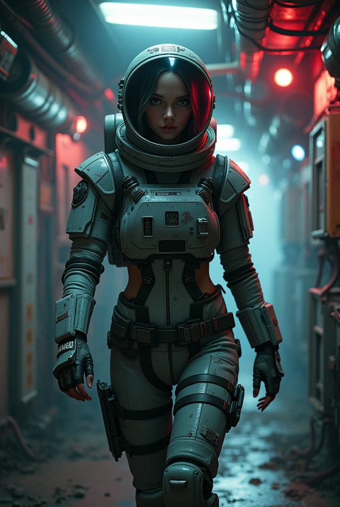 photo of (SeventhHeaven:1) Intimidating Cyber Soldier standing in sci fi Airship Control room, style by HyperDrive