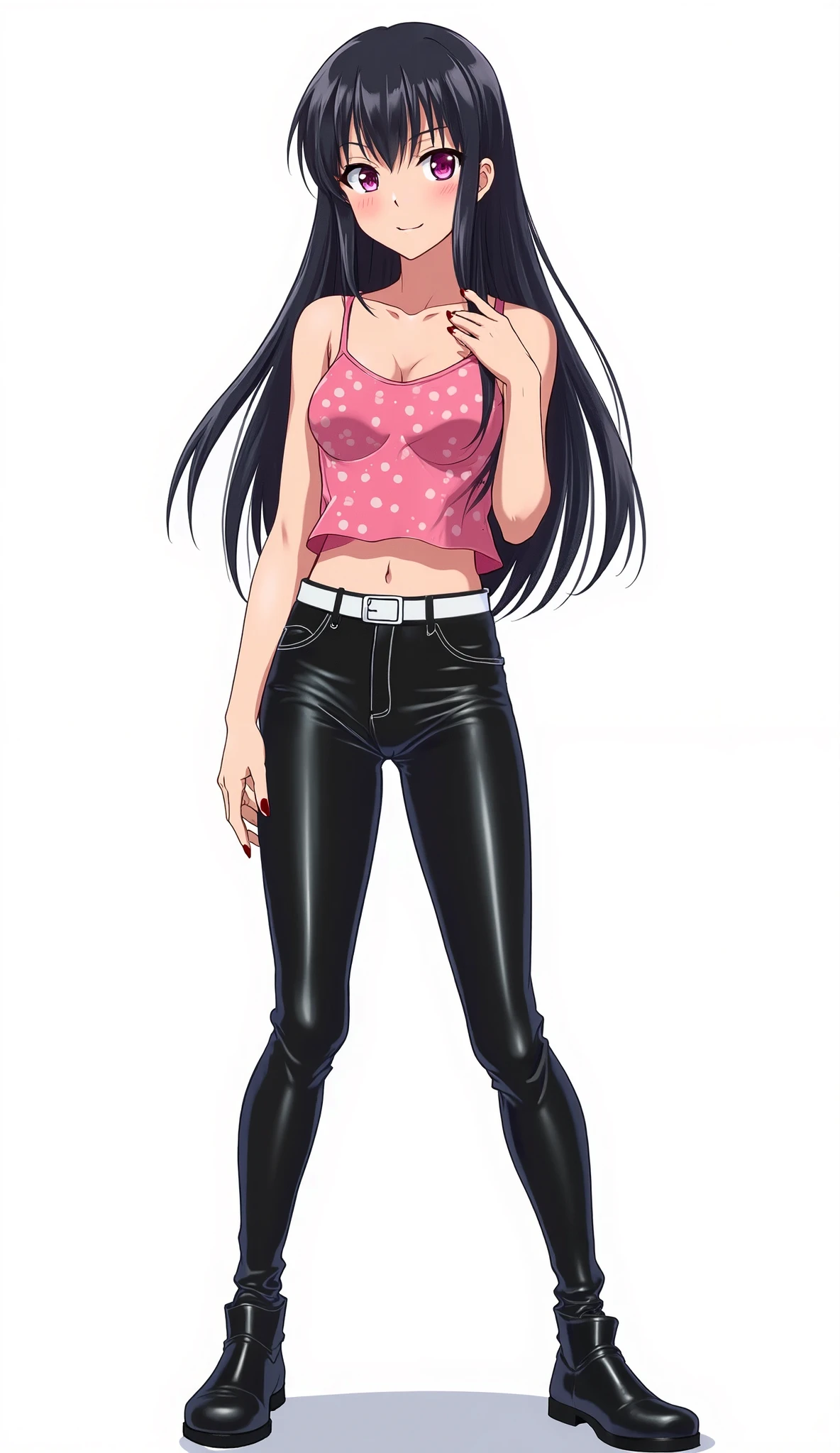 Mizushima Asa, a girl with big breasts and beautiful legs, stands wearing casual clothes and jeans hotpants that look like panties.。