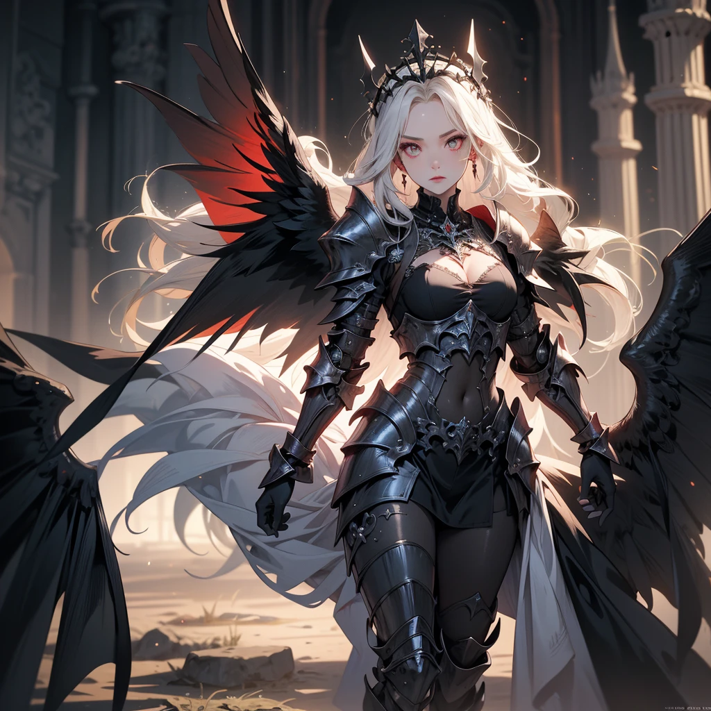 Angel Knight Gothic Girl, Female vampire with raven wings(Albedo from Overlord), Angel Knight Girl, Black Feather Wings, Anime Figures, Young Harpy Girl, mystical anubis valkyrie, Mechanized Valkyrie Girl, Masterpiece Goddess of Sorrow, Beautiful cyborg angel girl、Albedo from Overlord