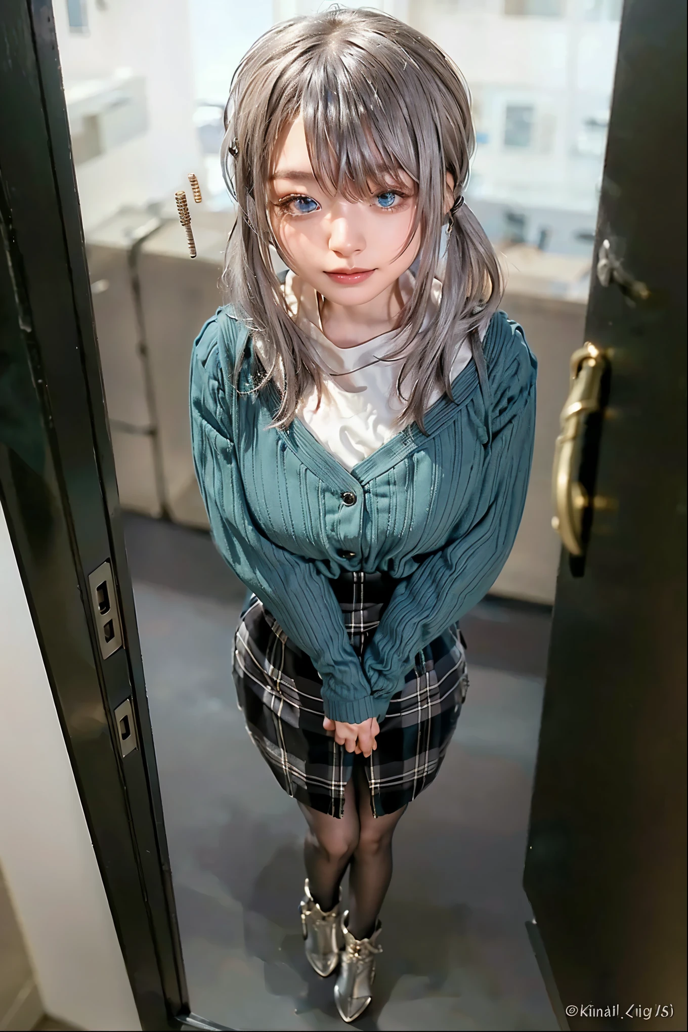 (Completely live action:1.37), (Amazingly realistic textures:1.37), (masterpiece, best quality:1.2), (8k uhd, 16k, 32k, ultra high res), amazingly realistic skin, amazingly realistic photo, superrealism, (photorealistic:1.37), (RAW photo), ultimately realistic, (ultimately realistic all details), (ultimately realistic all textures), super realistic lighting, super realistic shadow, (japanese girl:1.5), ((young face)), smiling, happy, super realistic face, ultimately realistic skin, ultimately realistic eyes, (mascara:1.35)ultimately realistic background, ultimately realistic detail up, kkw-ph1, (Canon EOS R6, 85mm, 1/200s, f/5.6, ISO 1600), (tattoo), (knight armor:1.37), (sel-frame glasses), (blue eyes:1.2), (silver hair:1.3),