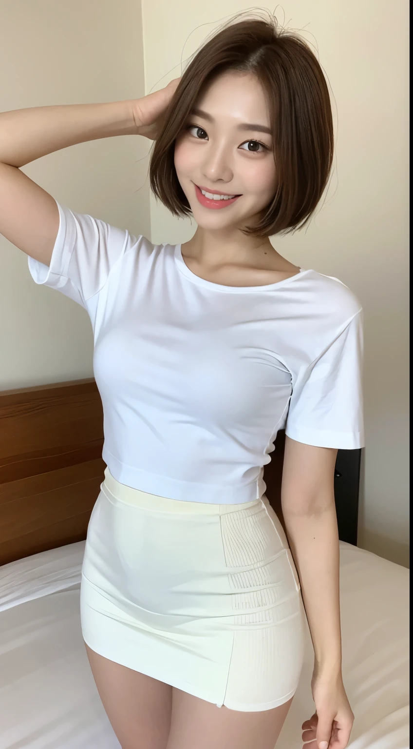 (最high quality, 8k, masterpiece: 1.3)), Sharp focus, One Girl, Slim Beauty: 1.2, Brown Hair, (short hair), (big: 1.5), (Layered Cut), Fine grain, double eyelid, Cute Smile, Mouth closed, Ultra-realistic, Super detailed, high quality, Highly detailed face and skin texture, indoor, living room, ( I work part-time as a tutor.、Cute college girl with very short hair), (Sexy Underwear), (Sex Appeal Baby Face), Uneven body, from the front