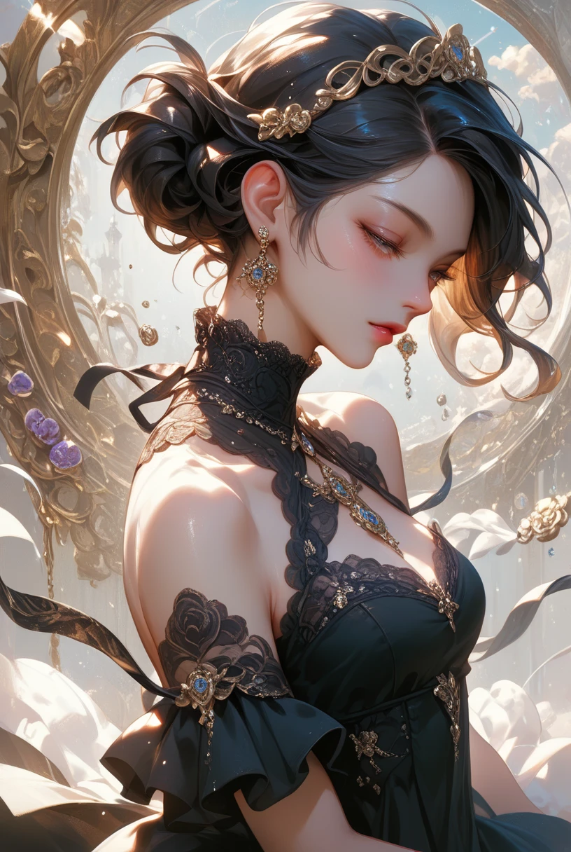 Delicate facial features,Face details,二重まぶた,Internet red face,