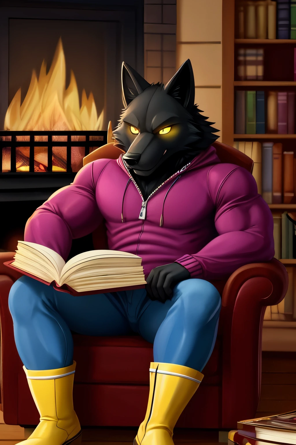 Vulgor furry wolf alone sitting on a park bench beautiful and sensual red eyes uncensored nude hard black dick is thick cumshot full body looking at the viewer expression of pleasure expression of very horny reading a gay playboy magazine