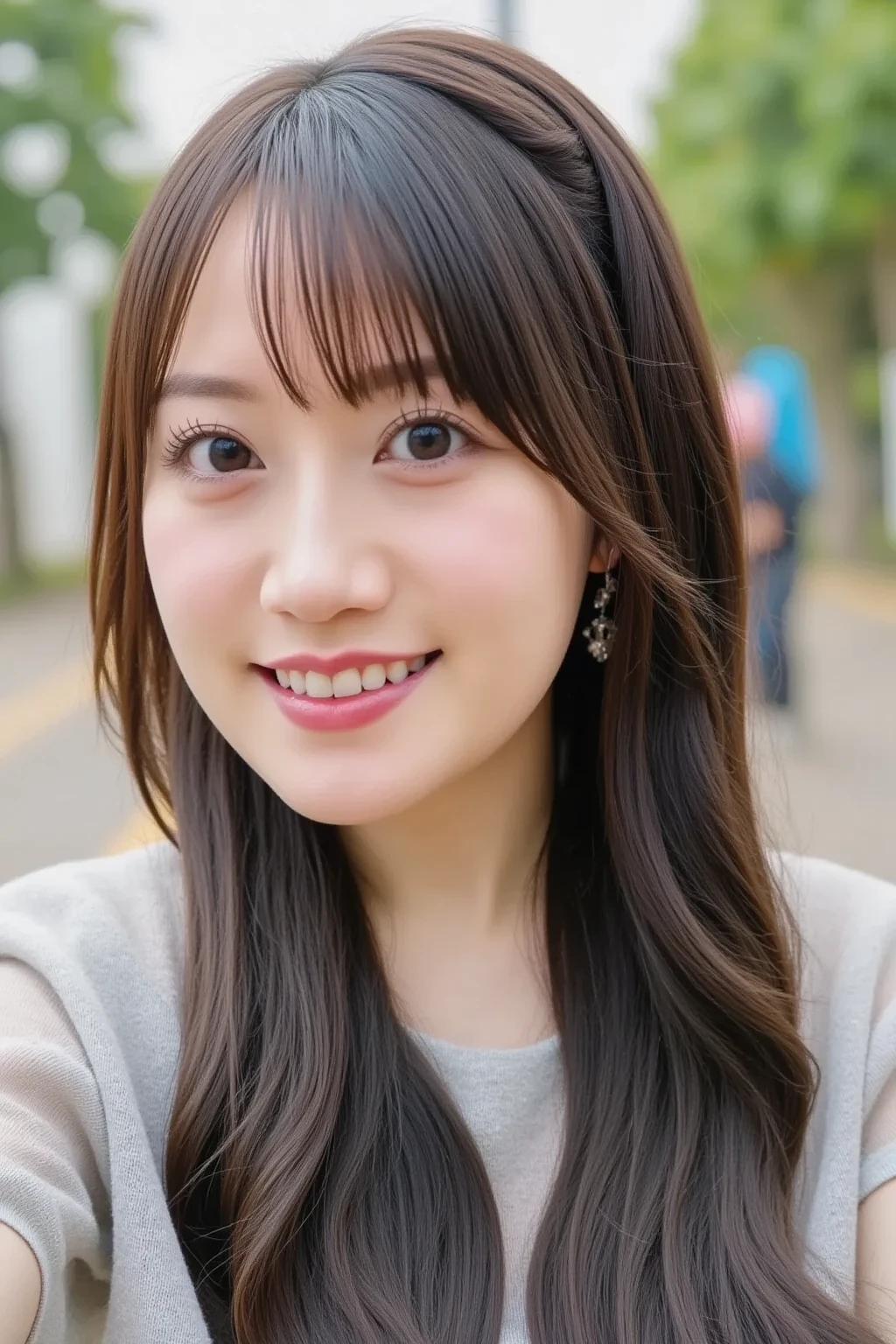 A Japanese milf, photo of one girl, Slender figure, Realistic teeth, double eyelids, smile, full-body, masterpiece, best quality, detailed, beauty, Pub,