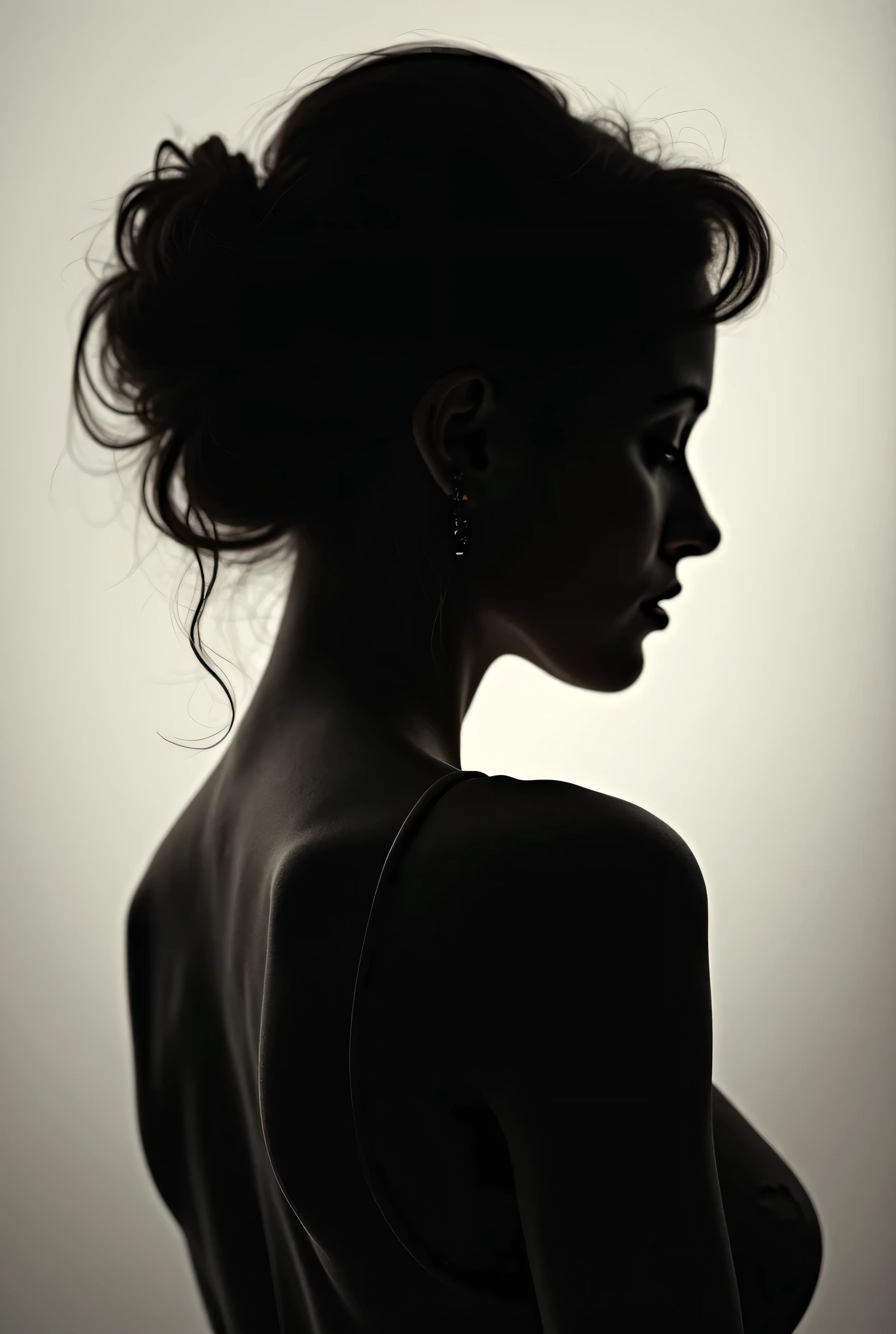 silhouette art,best quality,ultra-detailed,black and white,portraits,contrast,creative composition,medium:charcoal,sharp focus,highres,backlit subject,dramatic lighting,expressive,captivating,emotional,moody atmosphere,mysterious,subtle details,graceful poses,striking visual impact,dynamic shapes,fluid lines,contrasting textures,intriguing shadows,ethereal beauty,simple and elegant,romantic aura,impressive storytelling,vivid emotions,fluid movement,artistic flair,sublime beauty,surreal atmosphere,masterpiece:1.2
