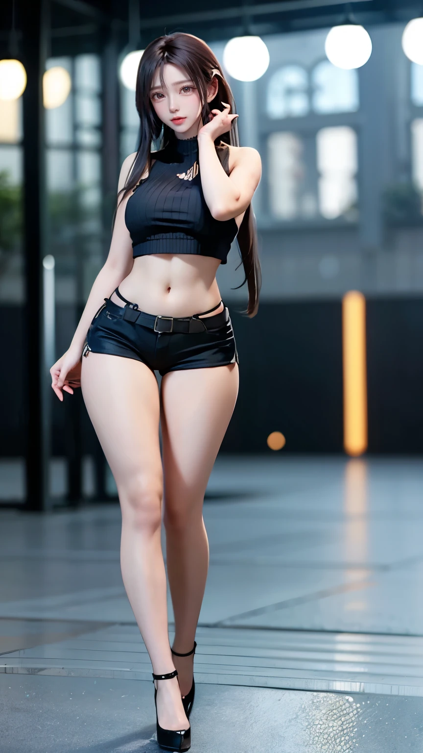 (((professional: step by step, considering even the smallest detail god level final result))): "(Masterpiece, Best Quality), solo 1girl, 22 years old, Mikasa akerman, black hair, Long hair, Ponytail, skinny, 50% big breasts, 20% White V collar crop top, 25% plaid miniskirt, tie, Looking at viewer, crop top UP, (legs open standing:1.1), , juice, Socks, Shoes, clenched teeth, (frown, blush:1.2), blue eyes, (street:1.2), (((night sky)))", under front  view, uncovered hips, sexual pose, nsfw