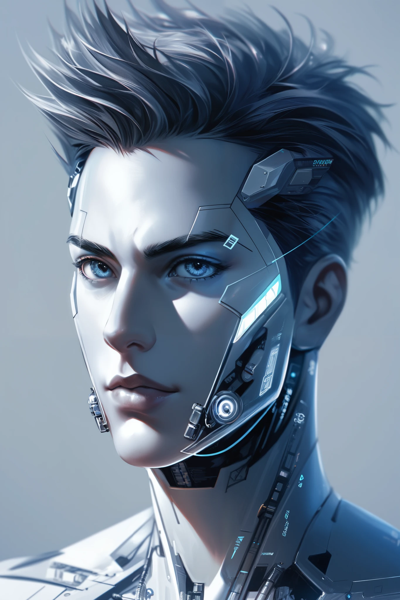 Render a stunning, futuristic geometric shape from multiple angles, including a side view, elevation, and plan, as well as an isometric perspective, showcasing the shape's intricate details and symmetries. The shape should have a mesmerizing, modern aesthetic, with clean lines, sharp edges, and a futuristic sheen. The isometric view should highlight the shape's three-dimensional nature, with subtle shading and texture adding depth and visual interest. The color scheme should be bold and striking, with a palette of neon blues, electric purples, and metallic silvers, evoking a sense of innovation and cutting-edge technology. The background should be a subtle, gradient grey, allowing the shape to take center stage. The entire image should have a sleek, high-tech feel, as if it's a blueprint for a revolutionary new design.