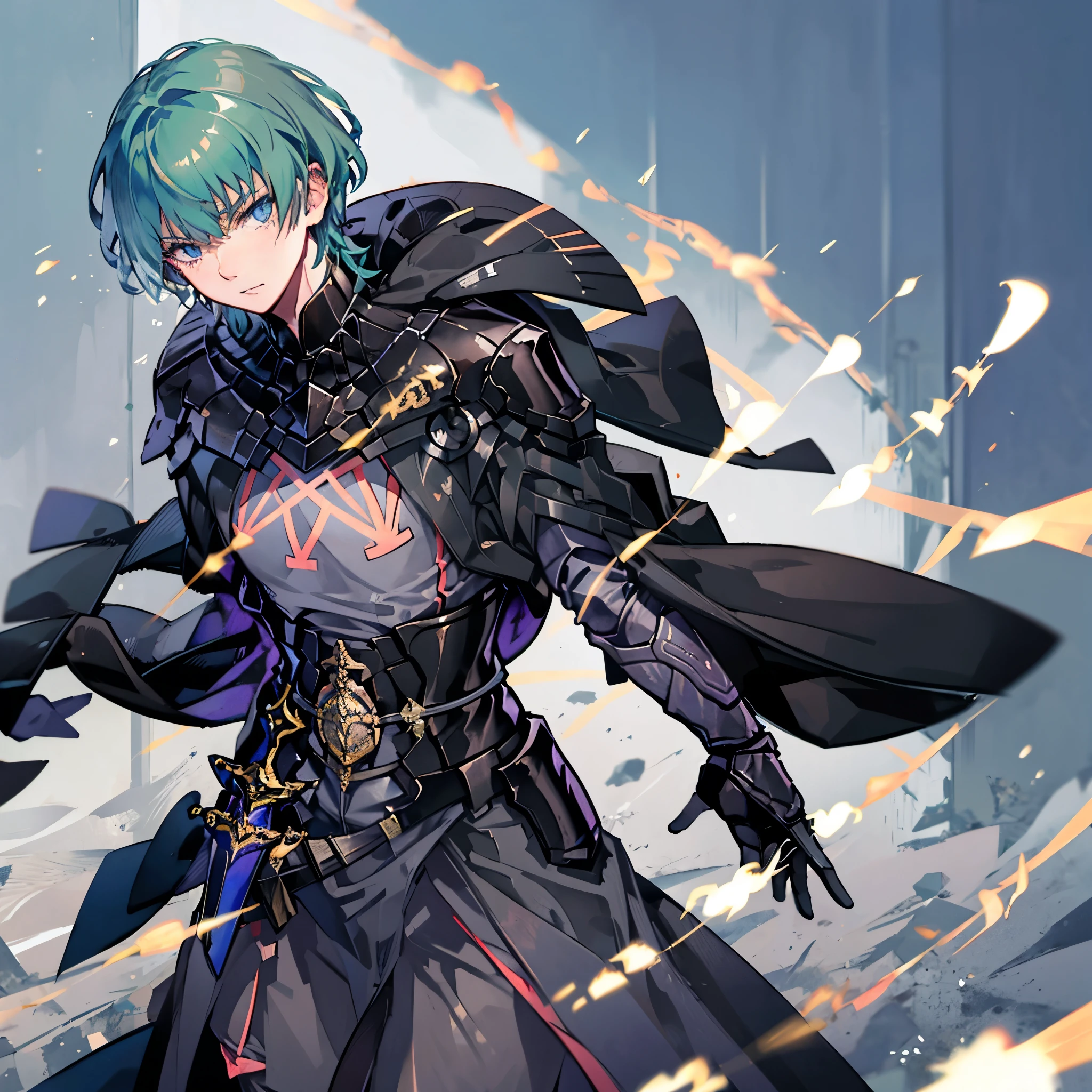 mbyleth、Black Armor、 black cloak with scabbard、 gloves、dagger、with scabbard