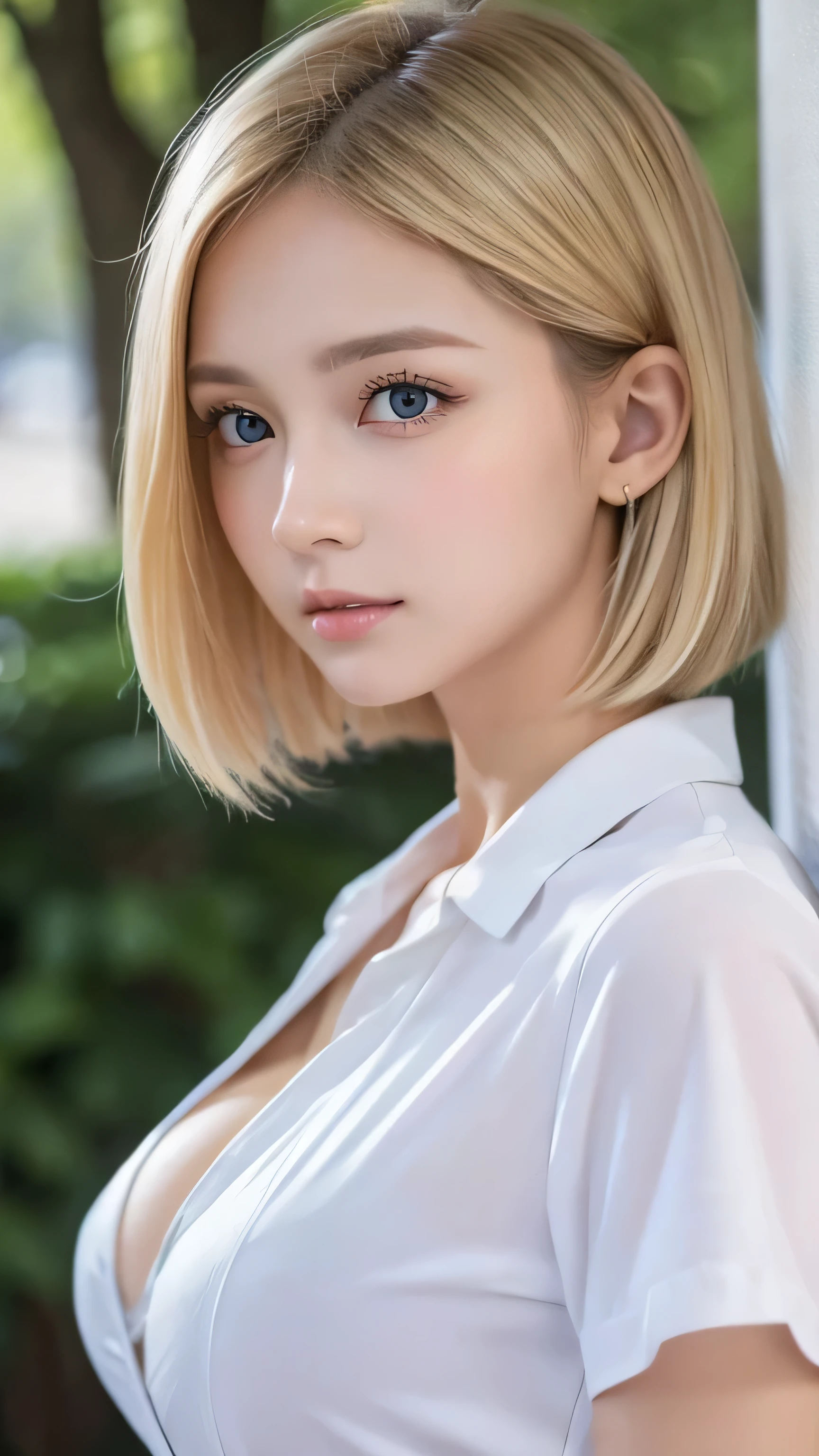 ulzzang-6500-v1.1,  (RAW photo:1.2), (photogenuineistic), ( genuine: 1.4), (muste piece),  highest quality, ultra high resolution, original photo, ((european teen girl)), popular models、amazing beautiful body, amazing beauty、slim, , small、smile of shame、soft light, shiny blonde hair、blonde short hair、blue eyes、standing by the window、smile of shame、RAW photo, (8k、highest quality、masterpiece:1.2)、(intricate details:1.4)、(Photoreal:1.4)、octane rendering、Super detailedな複雑な 3D レンダリング, soft light in the studio, rim light, vivid details, Super detailed, realistic skin texture, face, detailed and beautiful eyes, Highly detailed CG Unity 16k wallpaper, compensate, (detailed background:1.2), shiny skin、looked back、selfie、Instagram、