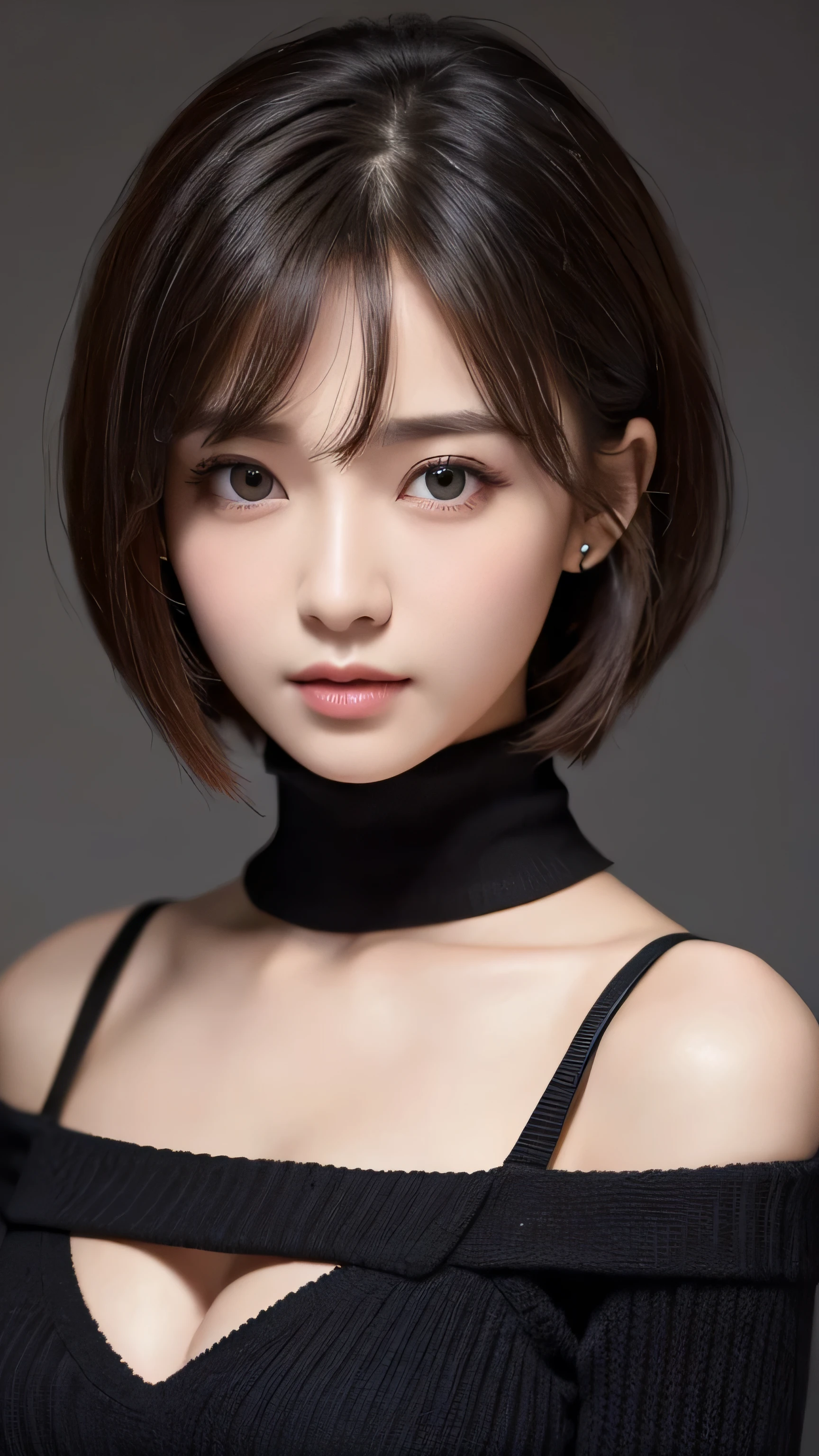 8k, Ultra-high resolution, Highest quality, masterpiece, 三分割法によるphotograph,Surreal, photograph, 1 Girl, (16 years old:1.3), pretty girl, Cute Face, 細部までBeautiful Eyes, 細かくdetailedに,masterpiece,One Girl:1.2,Japanese female announcer,close up,smile,Black Hair,Bowl cut(Ultra-realistic) , (figure), (Increase the resolution), (8k), (非常にdetailedな), (best figure), (Beautiful attention to detail), (Highest quality), (非常にdetailedな), (masterpiece),  (wallpaper), (detailedな顔), alone,1 girl, Looking at the audience,  Subtle details, detailedな顔s, In the Dark, Deep Shadow, Modest,Pure Erotic Face Ace_v1, smile,Attractive girl、16 years old、(Perfect female body:1.4)、(女の子のポートレートphotograph:1.4)、(Photorealistic images:1.4),Fantasy art,(Beautiful Face:1.4),Beautiful and attractive eyes、Beautiful Eyes、(Tight waist:1.4)、(9 Beautiful girls with perfect body proportions:1.4),Red lips,(choker:1.4),Looking at the audience,(((Ideal body type))),A-cup small breasts :2,、Portraiture:2、Perfect Anatomy、鮮明なdetailed、detailed,Fashion magazine cover,Thin lips,Gray background ,完璧でBeautiful Face ,完璧でCute Face, Skin with attention to detail, Perfect limbs、Narrow waist,Looking at the audience,(((Ideal body type))),A cup small breasts :2,Portraiture:2,Perfect Anatomy,鮮明なdetailed,detailed,Surreal,Light and shadow,spotlight