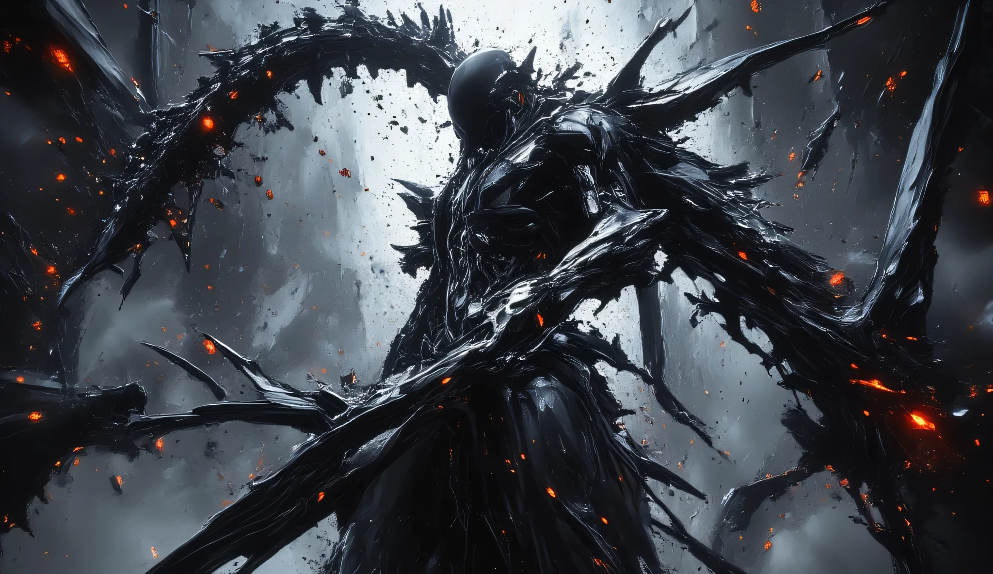 A massive mech reaper, abstract dubstep concept, album cover