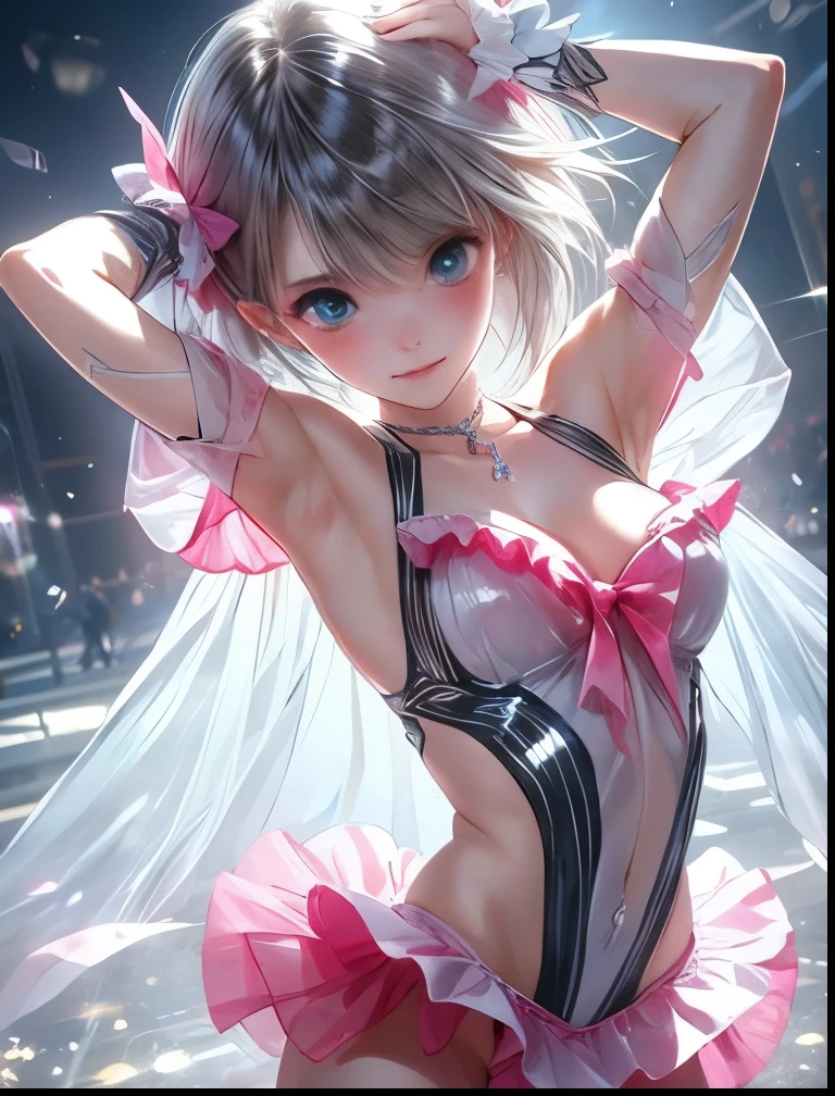 （（（ＳＦＷ、Accuracy、Highest quality、 A first-class masterpiece 、 Normal body 、8k、   detailed face 、 super precision 、   Normal Hands 、5 fingers、Highest、3d）））、" BLUEREFLECTION"、 Shirai Hinako 、 hinako、 Silver Hair、Heterochromia、 bob cut、Transformation Magical Girl、 short、Big Breasts、 slender、 slim、ultra-thin transparent nipples transparent white ballet clothes、transparent ultra-thin transparent white waist wrap 、Navel exposed、Confusion、confusion、 reality 、shame、 embarrassing、tears、Bearish、blush、Puzzled、impatience、Half crying、Dance loudly、Manipulated and danced、Naughty dances 、sexy dance with open legs、Dance by spreading your legs and raising them higher、Strip Dance、 can't go against it、The body moves on its own、 slave iron collar 、Chain Handcuffs 、Sensitive Skin、Forced Consequence、Nipple erection、Hot flashes、 Prodigal Face、pleasure、Pleasure Fallen、 ahe face、A seductive look、 masochist depravity 、 orgasm、 continuous climax throughout the night、cumming nonstop