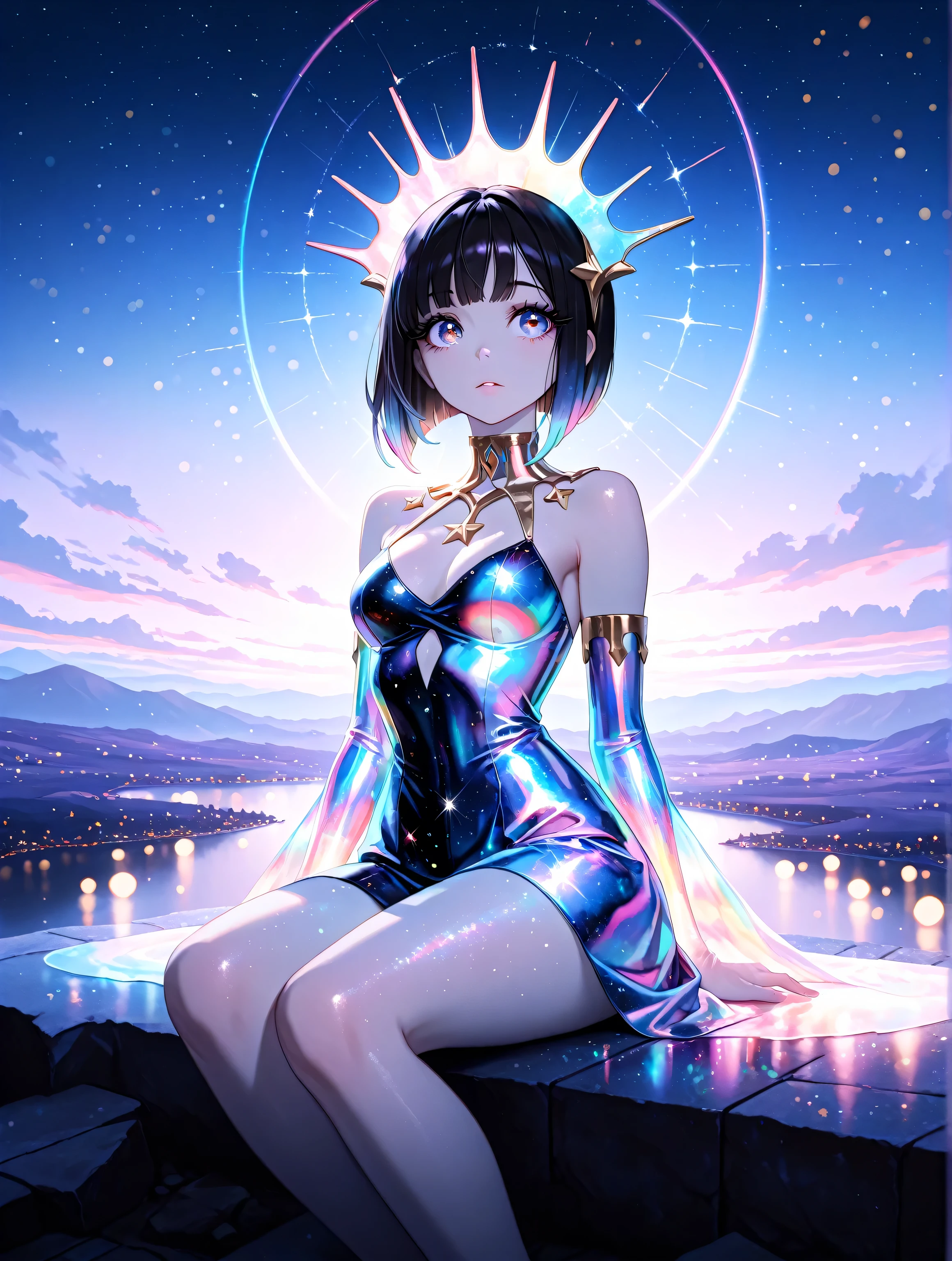 (Highest quality), (8K), (Highest quality), (live-action), (Realistic photos), summer、summerを感じる物、summerを感じる風景, blue sky, Rainbow and sunshine shining.16K, Ultra-high resolution, Shining in rainbow colors、to be born,wonderful ,future、Iridescent、The world 30 years from now。