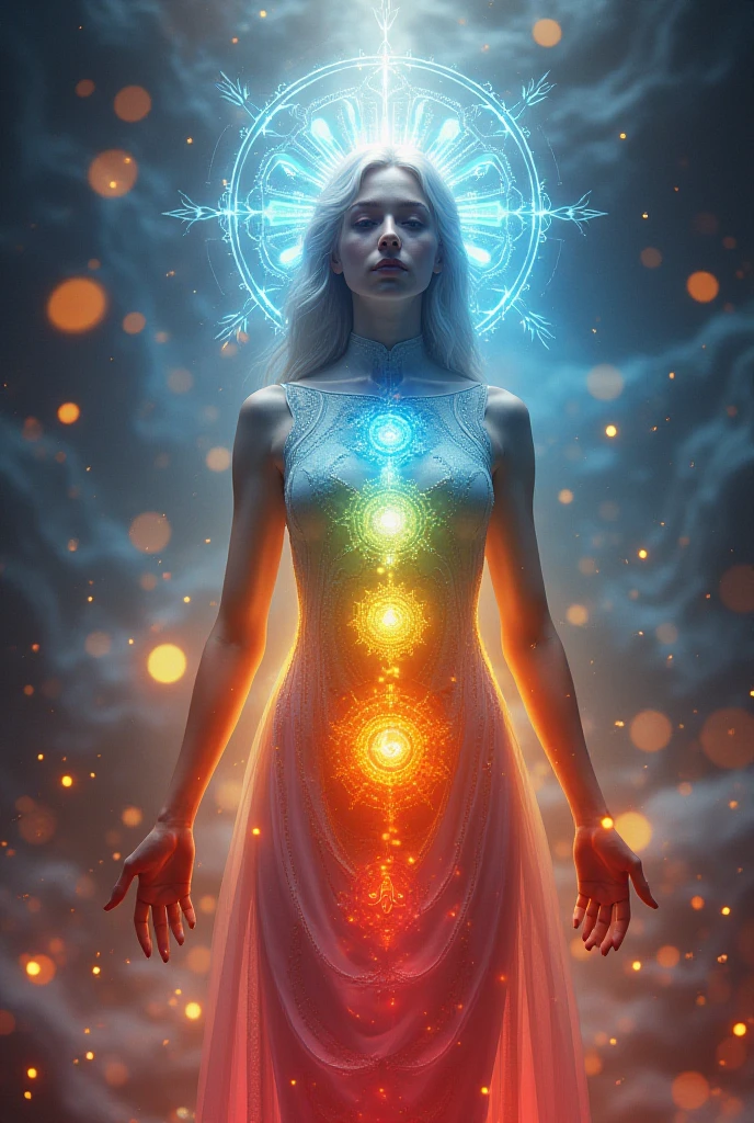 perfection ratio nudity, ethereal being, beauty of golden ratio, life force flowing spirals of light spectrum passing around being, (launching entity up into another dimension's reality). epic photorealistic, high definition masterpiece, (freedom, truth), fix hands