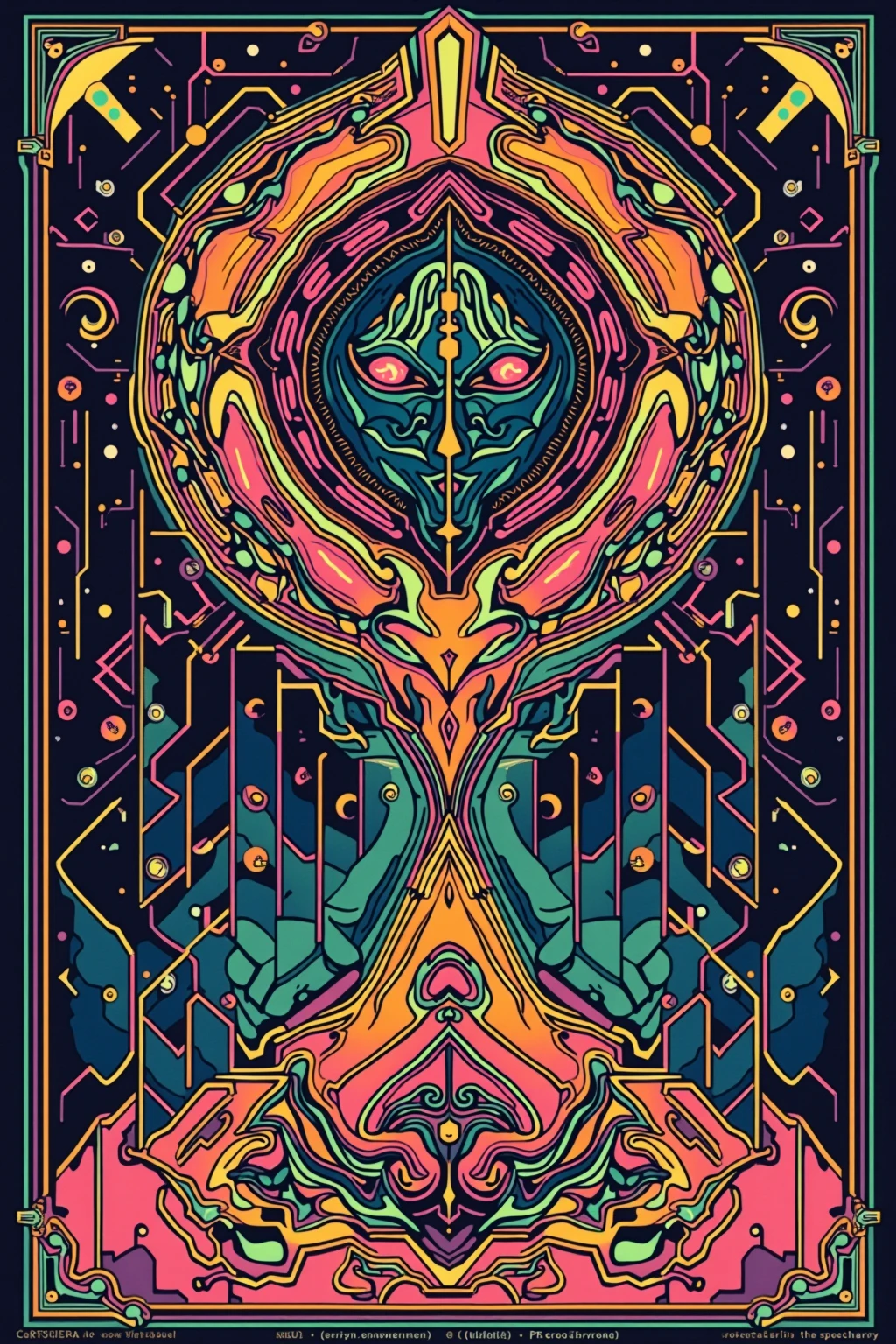 (Alien looking in bathroom mirror and seeing a terrifying monster), symmetrical artistic sharp art, dan mumford style, hdr, realism, dark fantasy atmosphere, Lovecraft style, (JimJorCrafLogo art style:1.3), (close up view), vector art, t-shirt design