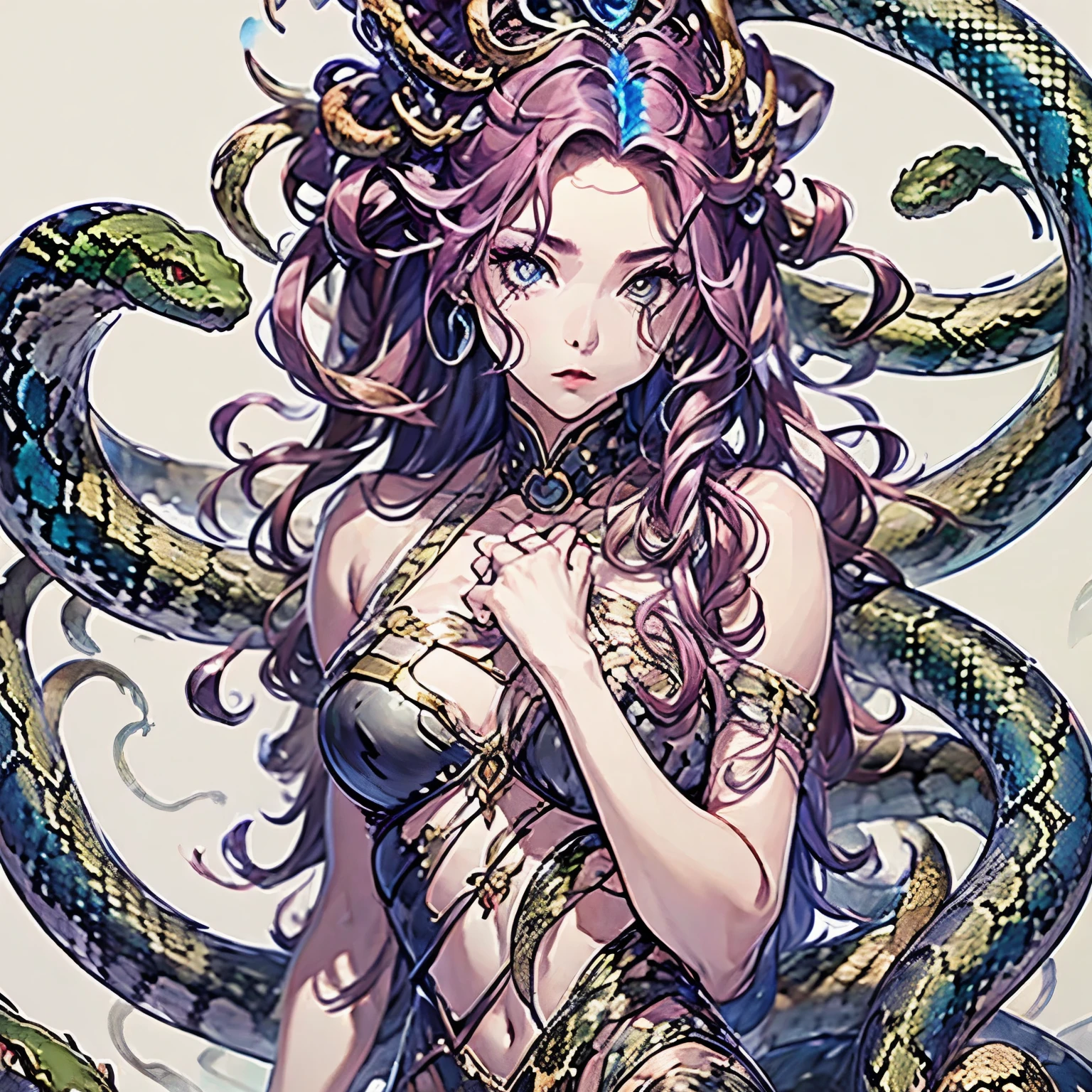 Medusa, snake, Olympian,woman,beautiful,scales,claws,snake hair, 8k,high definition, cinematic, --auto --s2