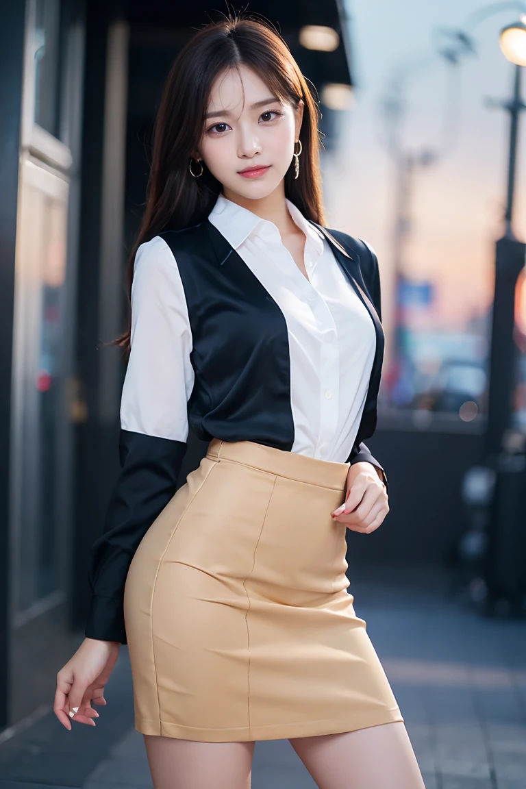there is a woman that is standing in front of a computer, gorgeous young korean woman, wearing a blouse, korean girl, korean women's fashion model, beautiful south korean woman, office clothes, back pose, showing her shoulder from back, korean woman, cute elegant pose, stunning elegant pose, hwang se - on, backview, beautiful young korean woman, attractive pose