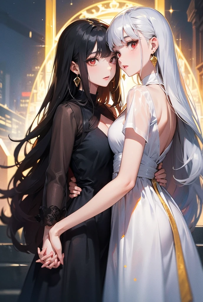 Two women, humble, beautiful, represent Yin and Yang, Tao, the gaze that transmits peace