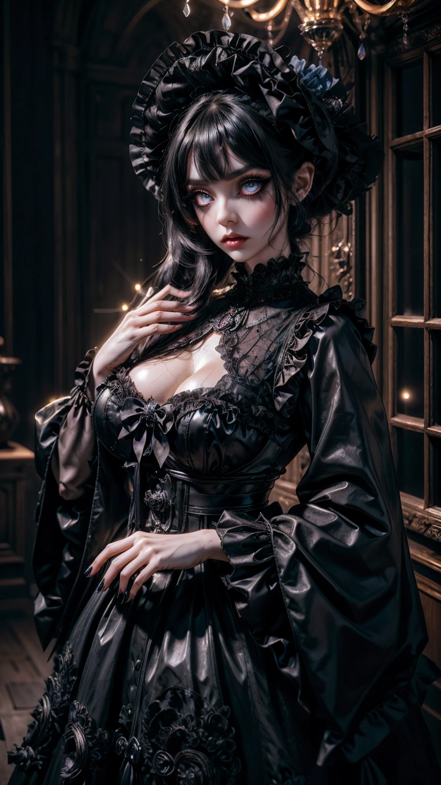 Beautiful woman in an intricate romantic victorian gothic costume,Before and after photos of the same woman taking off her clothes on the left and right