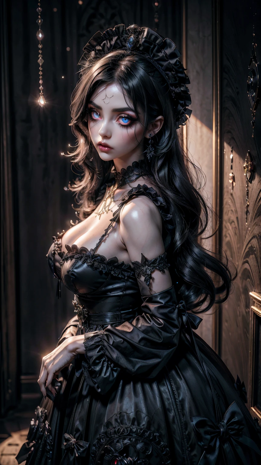 Hermosa chica, cabello rubio, ojos azules, piel blanca delineador de ojos, Gothic makeup, labios voluminosos, solo face high resolution levels 12k image 1.2 high resolution wallpaper