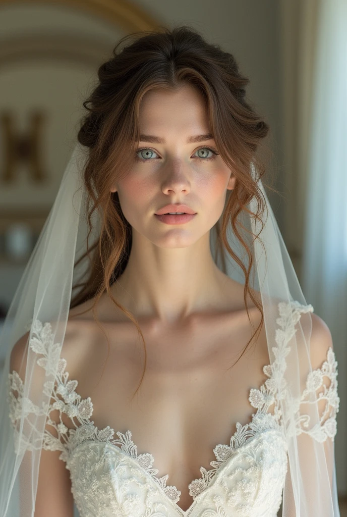 sensual, beautiful, female, woman, (bride:weddingdress:1.1), flower, lace, veil, romantic, passionate, love, desire, seduction, attractive,, Hyperrealistic art, (masterpiece, high quality, best quality:1.2), (intricate, detailed:1.2),Extremely high-resolution details, photographic, realism pushed to extreme, fine texture, incredibly lifelike