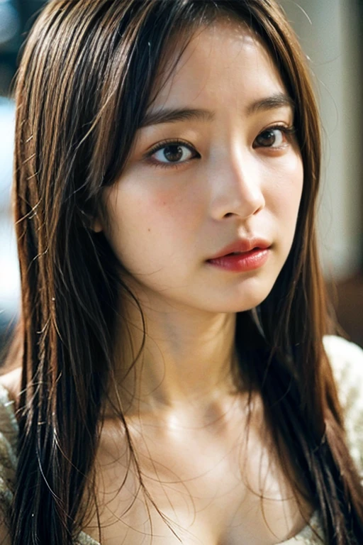 Cute Japanese Women Photos,  Woman, 20-year-old, Beautiful and perfect face, brown, Beautiful Face, thin: 1.2, (photo Realistic:1.4), (hyper Realistic:1.4), (Realistic:1.3),
(Smoother lighting:1.05), (Improving the quality of cinema lighting:0.9), 32k,
1 Girl,20-year-oldの女の子, Realistic lighting, Backlight, The light shines on your face, Ray Tracing, (Bright light:1.2), (Improvement of quality:1.4),
(Highest quality Realistic textured skin:1.4), fine grain, Detailed face,
(tired, Sleepy and happy), (smile:0), Face close-up, 
(Accentuates body lines:1.1), (Enhances the beauty of skin texture:1.1)