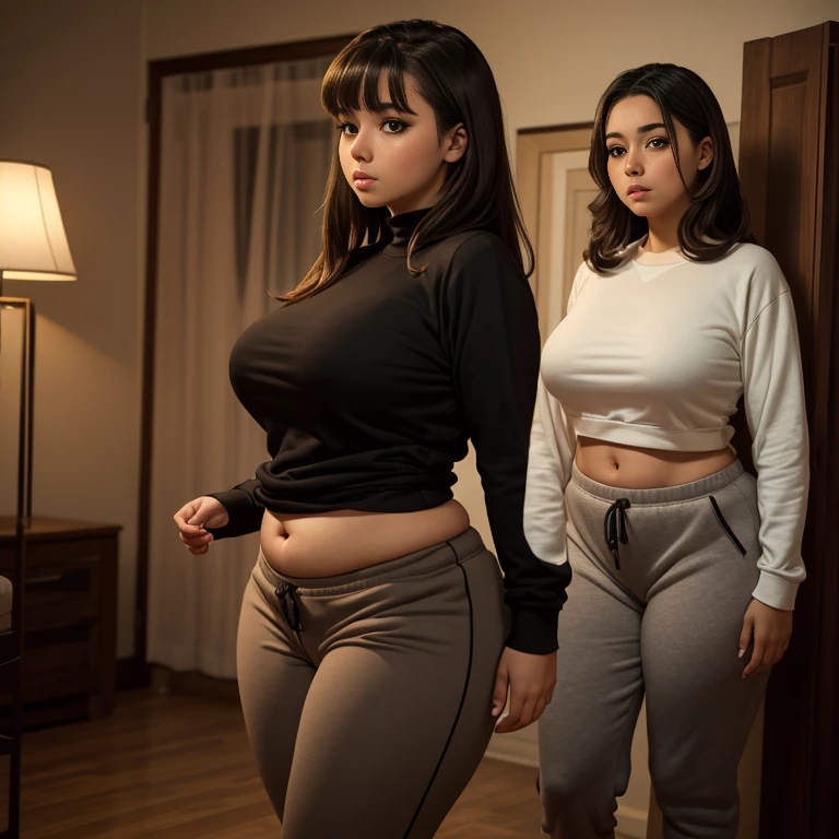 (best quality,masterpiece,ultra-high-res,photorealistic:1.2), (1girl) 28 years old,(thick heavy hoodie going down to hips),beautiful detailed eyes,long eyelashes,wavy hair,soft sunlight, modern kitchen with lots of house plants, no pants, messy hair bun, standing up, large higher and hips, (bare legs), (1girl), standing in kitchen,bottom of hoodie stretching out to hips, (lauren alexis),oft light, 1girl, full body, beautiful thighs, extremely beautiful face , Perfect body proportions, (small face: 1.1), bust, slightly mexican face, no panties, no underwear, oversized_hoodie_e, ((hoodie:1.4)) hood off, head showing,