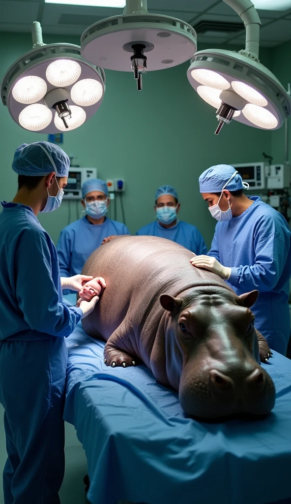 Shark operated on a hippopotamus