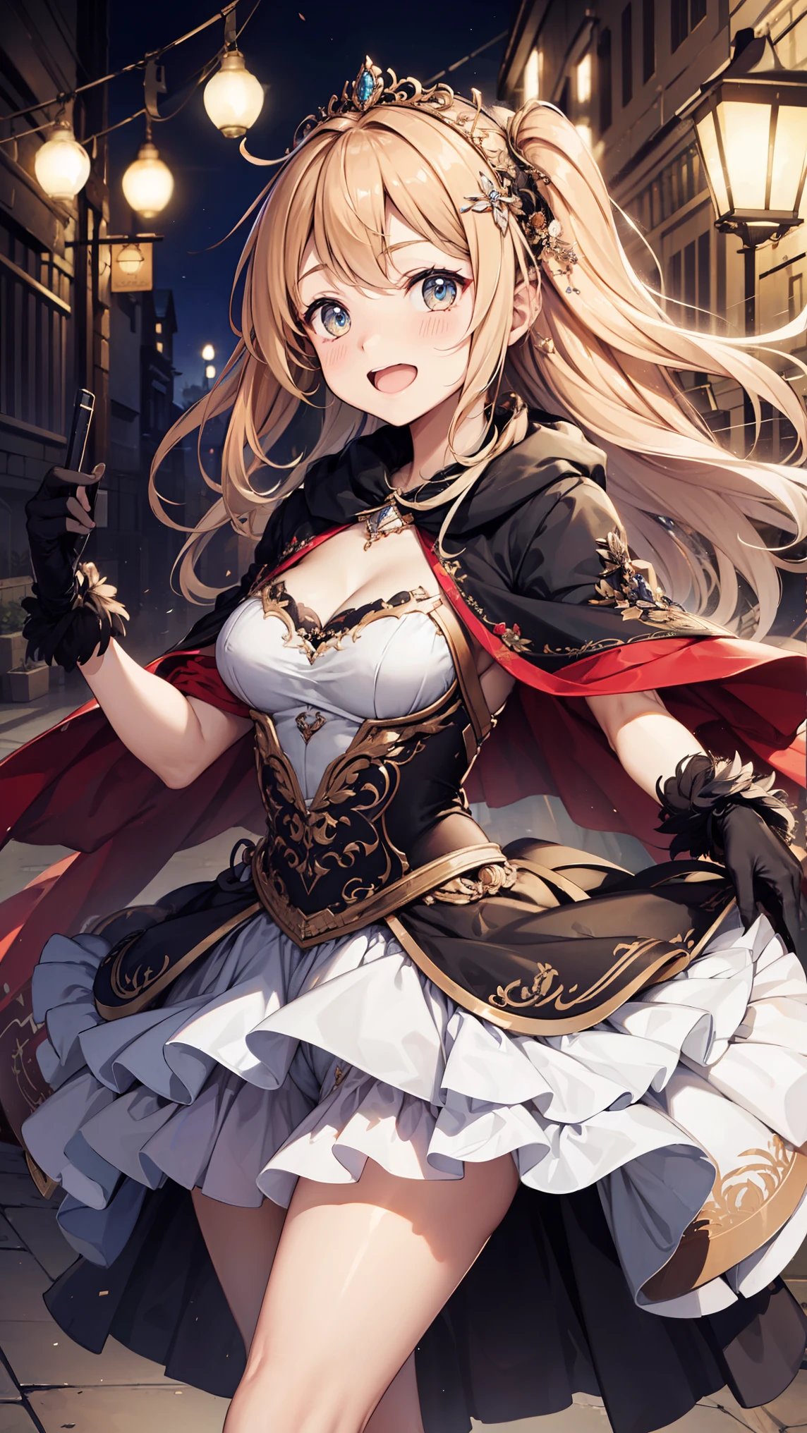 Anime girl in a short dress with a cape and gloves - SeaArt AI