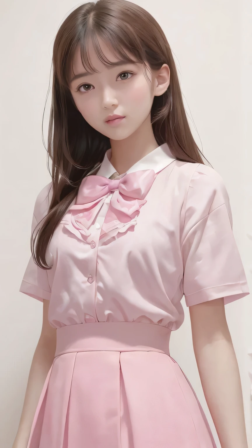 A close up of a woman in a pink dress with a bow - SeaArt AI