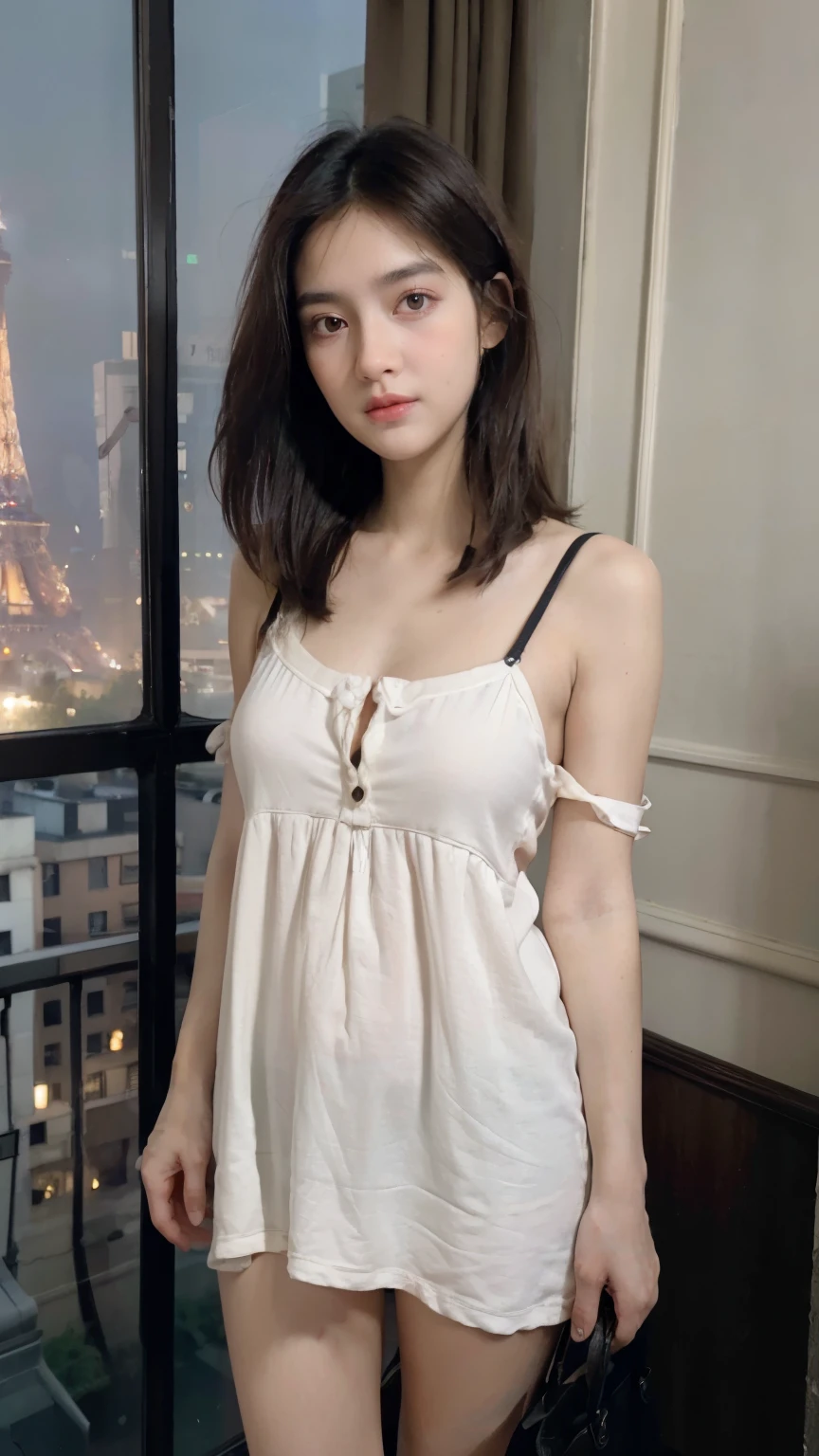 (((best quality))),(((very detailed))),(((masterpiece))),illustration,((1 beautiful girl, College student,alone)),((slim,thin,big bust,huge breasts)),(short hair:1.2),(strapless tank top:1.2), studying, books, dormitory, Summer Afternoon, sky, gloomy shadow, bed, Wooden desk, bookshelf, Soft and warm light, lamp, soft light, Almond-shaped eyes, textbooks, fancy, Beach, city, vacation, laugh, pen, emphasis, notebook, date, leg stretching, A cushion, portable fan, soothing breeze, summer heat, herbal tea, thirst, potted plants, greenery, vibrant leaves, cozy atmosphere, a firm expression, excel test, Summer Vacation, Intellect, crystal, achieve the goal,((sit on the sofa,arms back,spread legs,in front,whole body))
