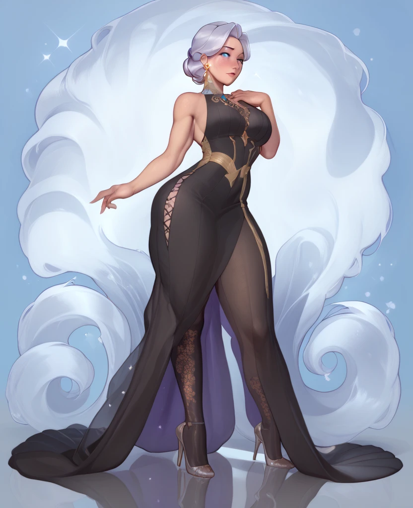 *Saika's eyes lovely  *Saika * (work of art), (masterpiece), (best quality), a white haired girl, (blue eyes), wearing sports bra, sports bra,brightly lit night city background, red bow, butterflies in golden circle, flowing hair , but g , full figure head to toes , standing beside poles , a seductress,  Full body photo, wearing black heels, glass heels, Full figure , standing on front , beautiful long legs,long  legs,thighshiges, beautiful lovely lady , showing beautiful back side, back side buttocks ,wearing  baby pink lether leggings,wearing  baby pink lether leggings