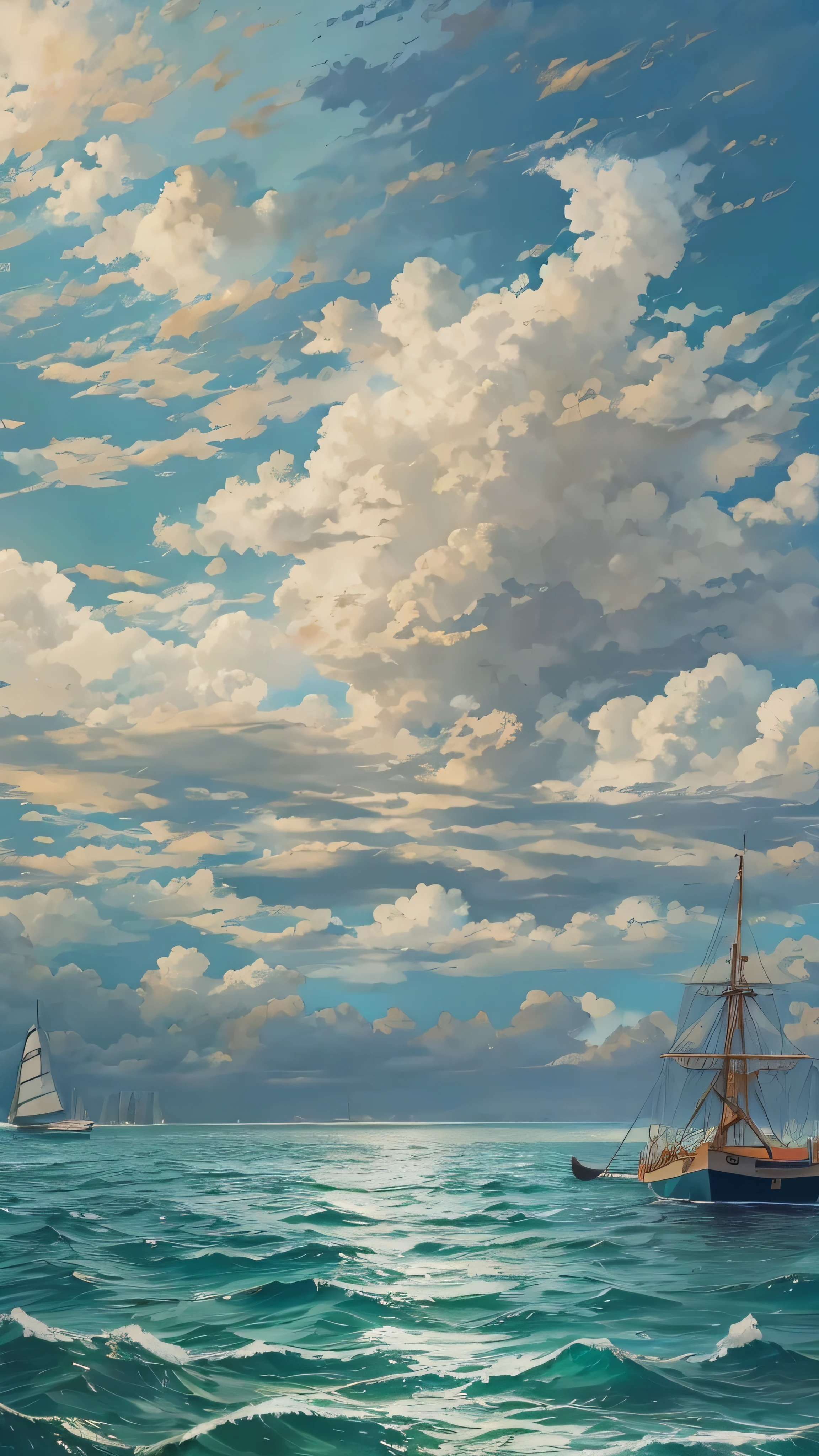 with high definition images,sea, rich nature environment , beautiful view, A sunny, day, blue sky, cloud, nature, Nature environment , ( sea), sharp concentration, is present , high definition , more details, best quality, best quality, is present lighting, hyperdetail, Hyperrealism,