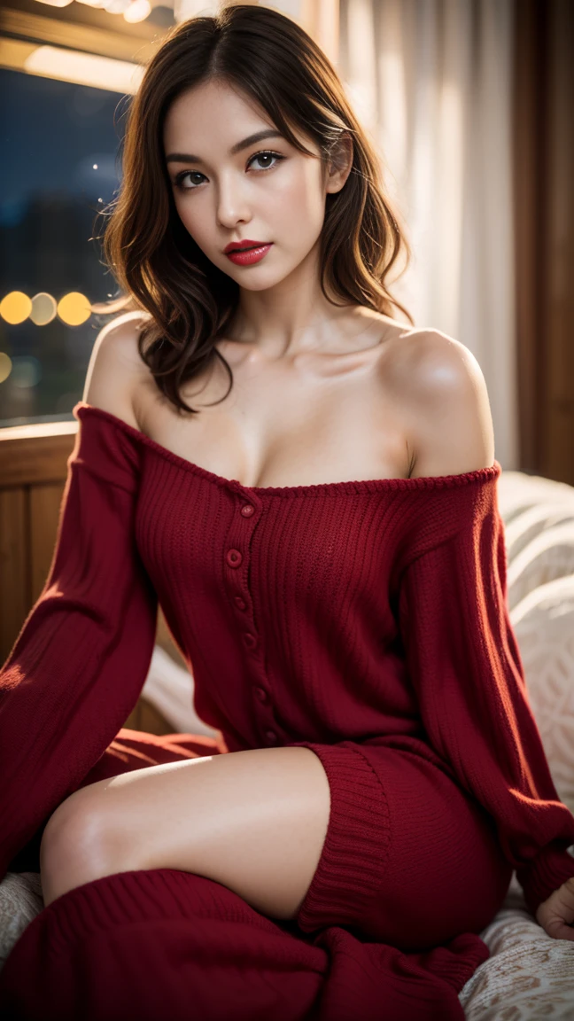 best quality, masterpiece, ultra high res, photorealistic, 1girl, offshoulder, smile