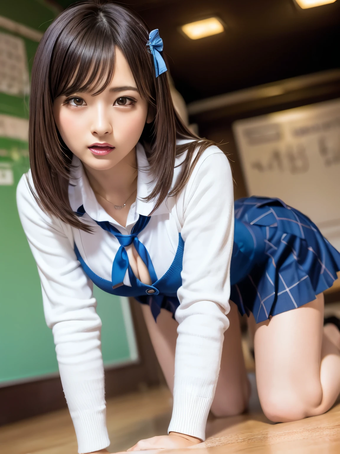 (masterpiece, top quality),nsfw,
one girl , ( one boy at night, heterosexual:1.2), on all fours , ( 後背位の girl 1人 , doggy style sex , creampied :1.2), close-up face , teeth, feet, ( naked ass, Bare Thighs :1.2), ,
girl , , ( take off clothes :1.2), school uniform , white collar shirt , Long Sleeve , red neck ribbon , cardigan, オープン cardigan, ベージュの cardigan, ( Blue Check Skirt :1.2), beautiful hair, Red eyeshadow , ( real hair ornaments:1.3), Ultra Detailed Eye Show Vagina , (Big Breasts:1.1), Saggy Breasts Standing in the Trash , (Torogao:1.3), is sleepy , tears, The Face of Rape, heavy breathing , mouth , saliva,
Breakboy , Grab someone 's bat , ( skirt flip:1.2)
Classroom Destroying Background