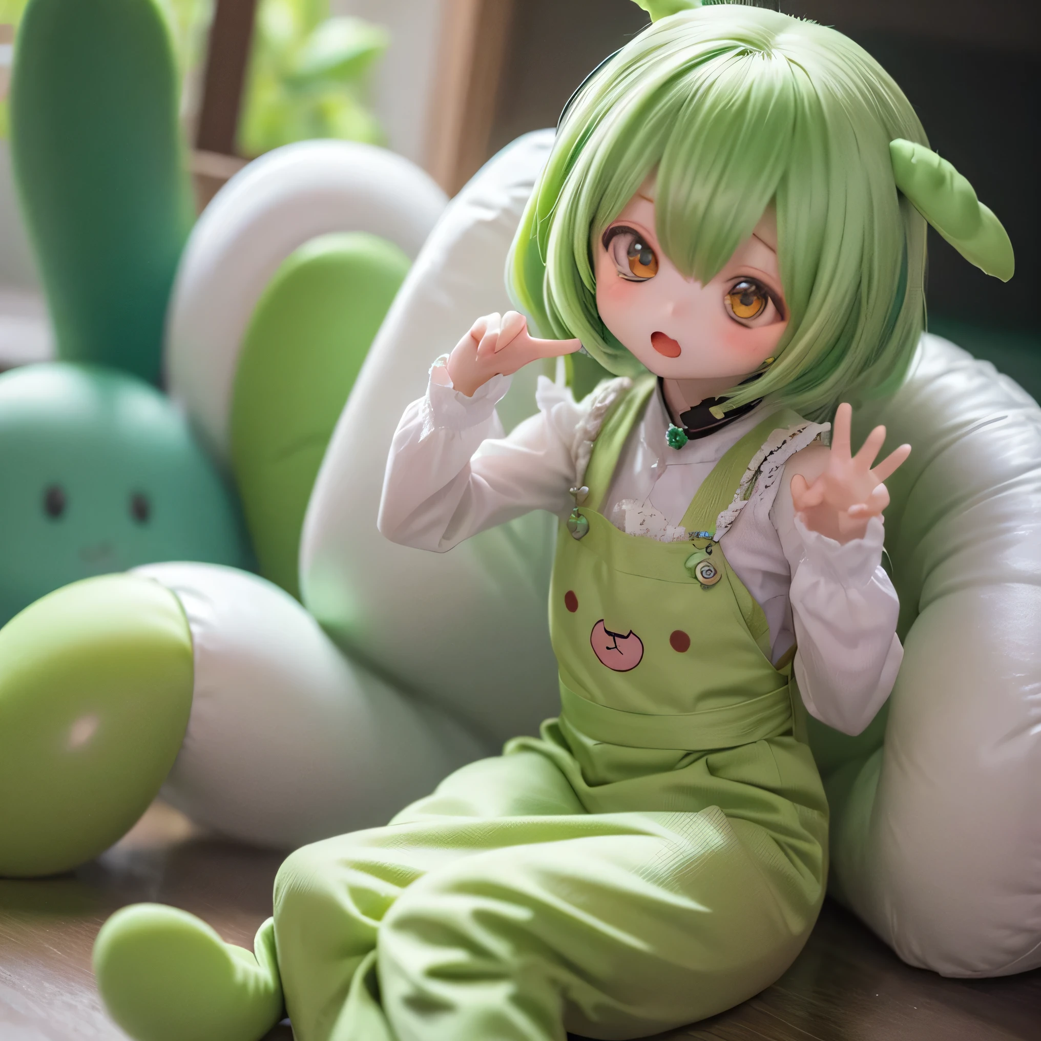 Cheeky Green Haired Zundamon(((((In the form of a child)))))Eat sweets、