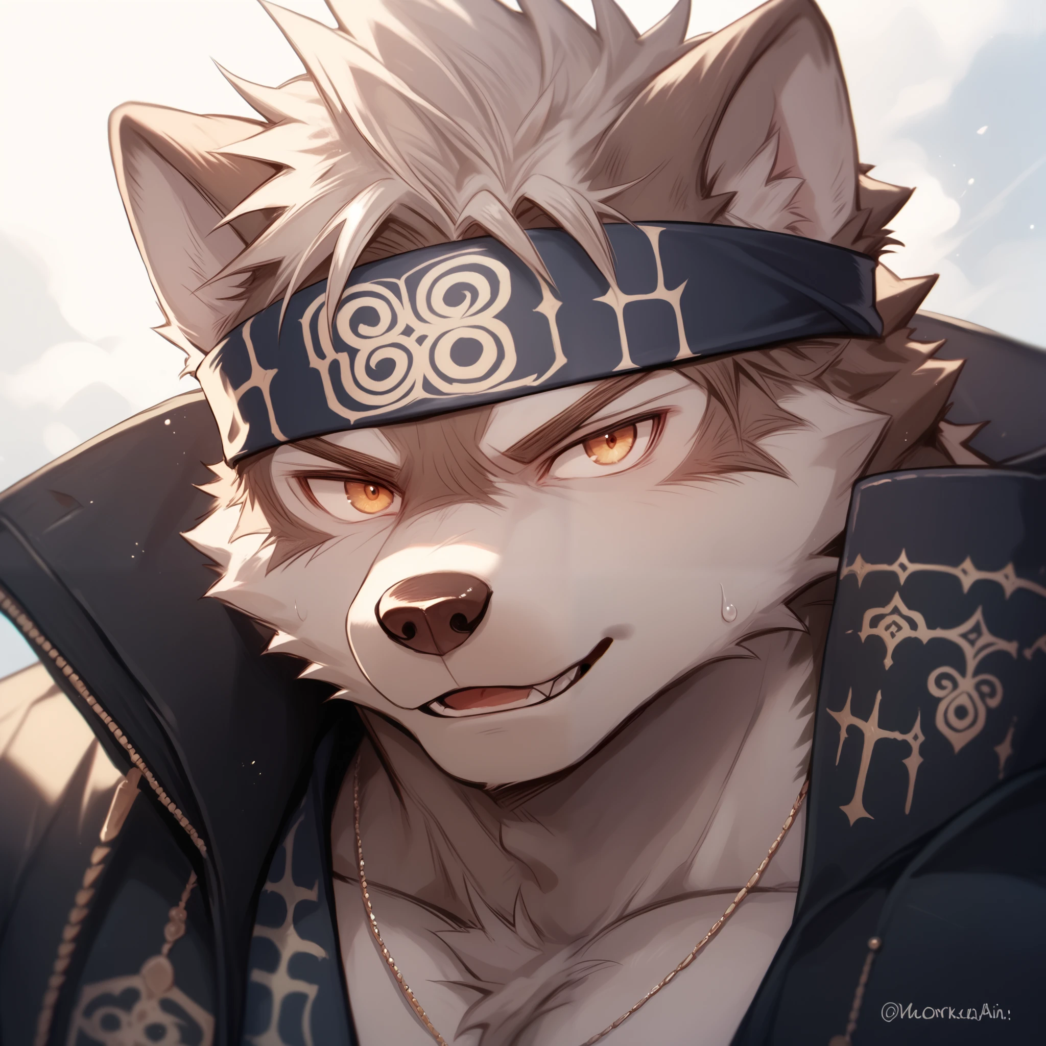 score_9, score_8_ up, on score_7_ up, score_6_ up, , HORKEU KAMUI, Wolf Boy , headbands , Alone, furry , ONLY THE BEST QUALITY ,