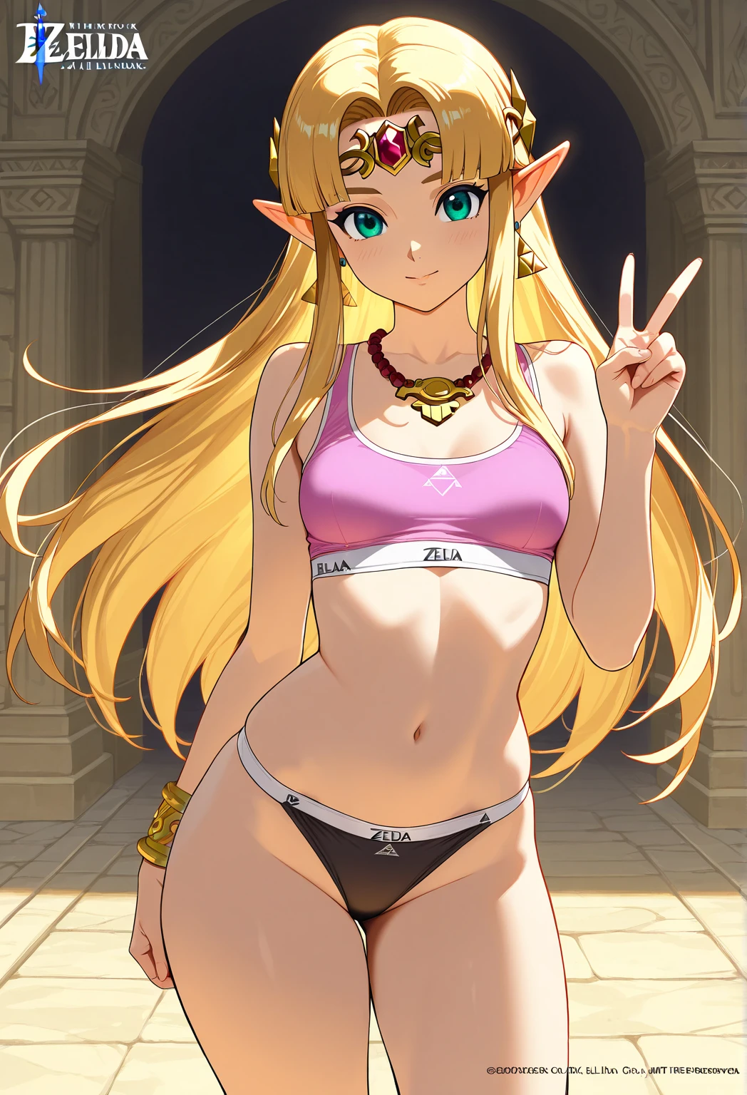 masterpiece, best_quality, 1girl in, 独奏, princess zelda, Nintendo, The Legend of Zelda, Albuu、Shameful face、red blush、fullnude、barechested、teats