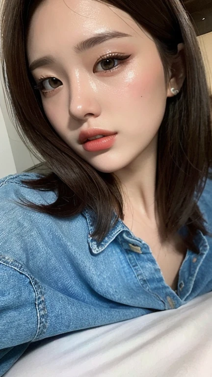 ((Best Quality, 8K, Masterpiece: 1.3)), Sharp: 1.2, Perfect Body Beauty: 1.4, Slim Abs: 1.2, ((Layered Hairstyle Long black hair, Big Breasts: 1.2)), (Wet White Button Long Shirt: 1.1), (Rain, Street: 1.2), Wet: 1.5, Highly detailed face and skin texture, detailed eyes, double eyelids, side face looking at the camera,In a field of yellow flowers, the dawn of day rises
