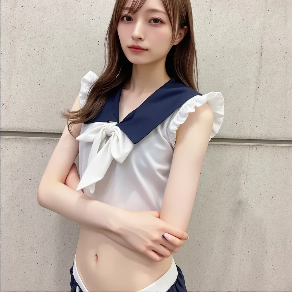 Short uniform Japanese The navel is visible Valley Chest legs showing