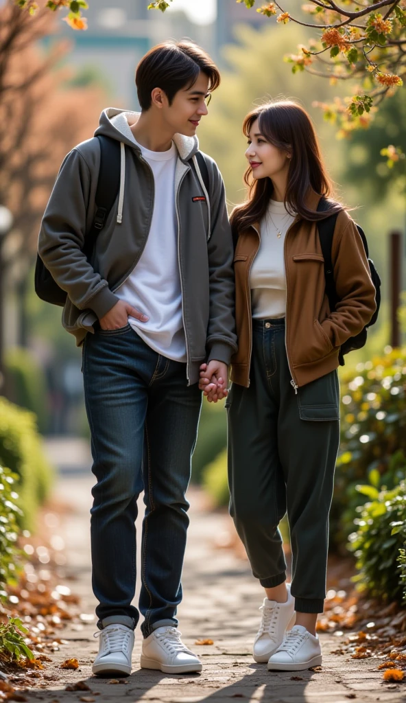 A cool boyfriend and girlfriend heading out together