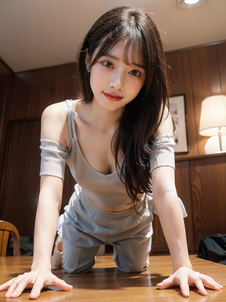 (8K、Raw photo、highest quality、masterpiece:1.2)、(realistic、Photoreal:1.37)、woman1名:1.5、Japanese、22 years ago、woman、beautiful woman、bed、get down on all fours、quadrupedal walking、professional lighting、The subject is the whole body、The whole body is reflected、long legs、long legs、big breasts、lots of eyelashes、Glitter on your eyelids、jet black lip、beautiful woman、cute,smile,short cut hair,Standing position,beautiful woman,black hair,Warm clothing is sticking out、from far away、cosplay、nurse、valley、panties、dissatisfied look、I'm confused、I&#39;shameずかしがり屋です、shame、erotic、underwear、I can see it、glimpse under、少しのpanties、少しのunderwear