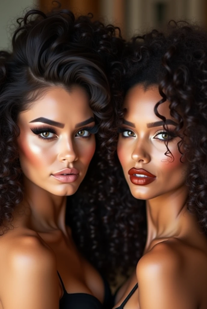 best quality, realistic, best definition, ultra definition, ultra realistic,beautiful, black woman, 20 years old, black skin, black curly hair, voluminous hair, shoulder length hair, curls, springs, beautiful face, round eyes, long eyelashes, well drawn mouth, not too big nose, straight nose, rounded face, prominent cheekbones, realistic skin, perfect skin, artwork, 8k, ultra definition, perfect definition.