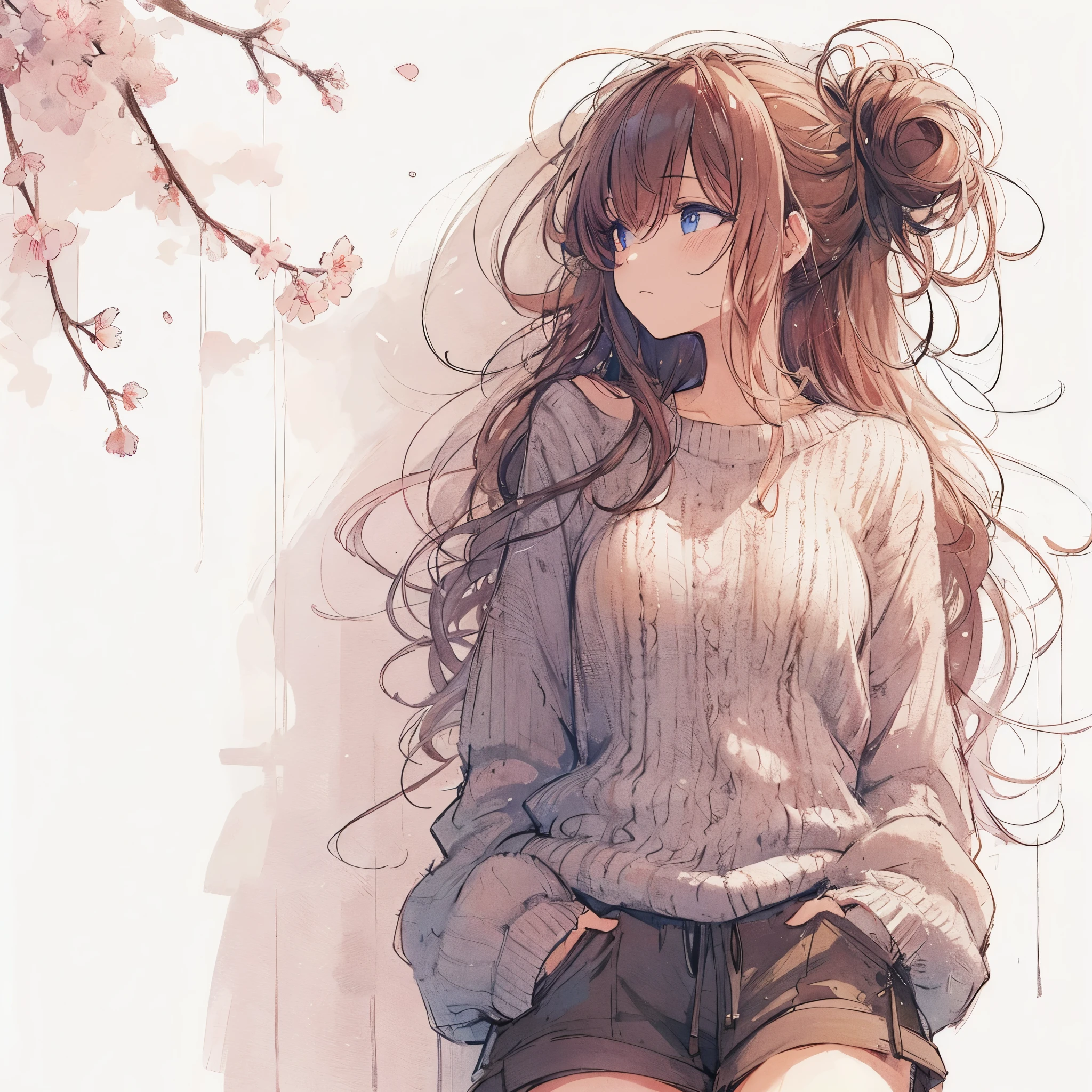 Official art using high-quality hand-drawn watercolor sketch techniques. (best quality,4k,8k,highres,masterpiece:1.2),ultra-detailed,beautiful detailed eyes,A girl with beautiful eyes, everyone, beautiful anime girl, cute anime girl, smooth anime art, anime style, elegant colors, soft lighting, delicate beautiful wet eyes, very coquettish, (beautiful large breast:1.2), (correct hands:1.2),