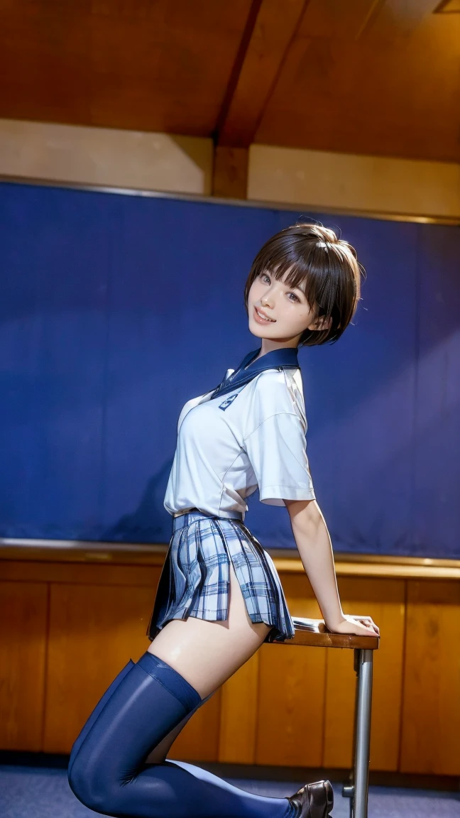 (masterpiece:1.2, highest quality), (realistic, photorealistic:1.4), beautiful illustrations, (natural side lighting, movie lighting), Depth of written boundary,
looking at the viewer, Front view, 1 girl, English, high school girl, 20 years old, perfect face, Cute symmetrical face, shiny skin, open legs,
(bob hair:1.7,blonde), asymmetrical bangs, Big eyes, droopy eyes, long eyelashes chest), thin,
beautiful hair, beautiful face, fine and beautiful eyes, beautiful clavicle, beautiful body, beautiful breasts, beautiful thighs, beautiful feet, beautiful fingers,
((fine fabric texture, brown knit vest, short sleeve white collar shirt, navy pleated skirt, Navy bow tie)),
(beautiful scenery), evening, (Inside the flower shop), Are standing, (smile, Upper grade, open your mouth), (((skirt lift, panties, genitals visible))), full body shot, dark blue socks, sexy face, inverted nipples, ((small vibrator in panties)), wet panties,