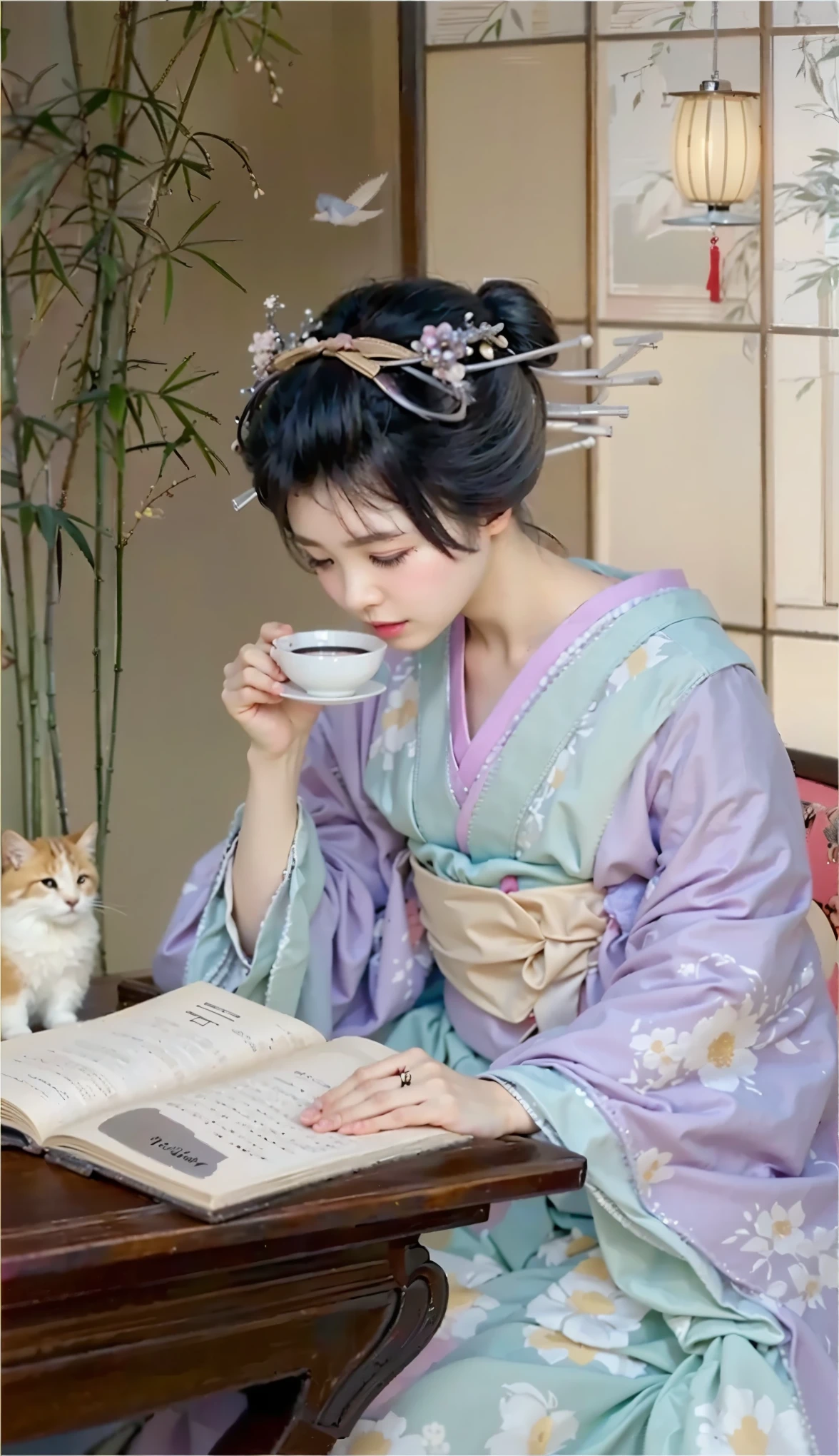 (Completely live action:1.37), (Amazingly realistic textures:1.37), (masterpiece, best quality:1.2), (8k uhd, 16k, 32k, ultra high res), amazingly realistic skin, amazingly realistic photo, superrealism, (photorealistic:1.37), (RAW photo), ultimately realistic, (ultimately realistic all details), (ultimately realistic all textures), super realistic lighting, super realistic shadow, (japanese girl:1.5), ((young face)), smiling, happy, super realistic face, ultimately realistic skin, ultimately realistic eyes, (mascara:1.35)ultimately realistic background, ultimately realistic detail up, kkw-ph1, (Canon EOS R6, 85mm, 1/200s, f/5.6, ISO 1600), (tattoo), (kimono:1.37), (pink eyes:1.2), (silver hair:1.3),