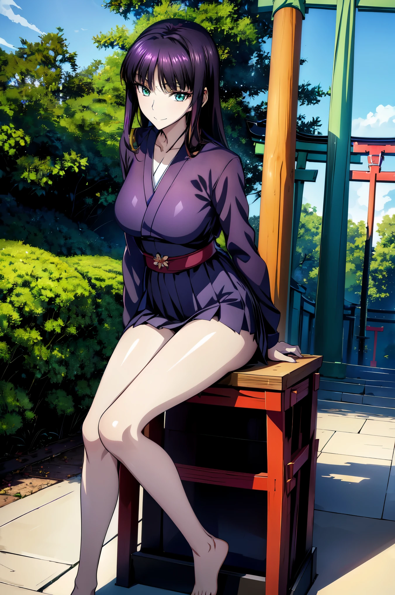 赤 purple hair, green eyes, eyes like jewels,((Priest))),(((shrine))),((( torii gate ))),(((Priest服))),Vermilion also ,Priest服を着た女の子,Connect UHD and 8k, 長い赤紫髪と green eyesをした anime girl , anime moe art style , 若い anime girl の接写, smooth anime cg art ,美しい アニメ high school students, anime moe art style , super real high school girl , Seductive Anime Girl , anime girl , 魅力的な anime girl , super real high school girl , Anime Girl , 8k uhd, high resolution, highly detailed CG , high quality shadows, Detail A beautiful delicate face in a black leather costume , Detail beautiful Delicat eyes,break(Ultra High Definition 8K Wallpaper ),(Highly detailed CG 8k wallpaper),Makima ( Chainsaw Man ), skasaha (destiny/ Grand Order Required ),Reika Shimodaira , nothing , fluttering background {x} extremely delicate and beautiful CG illustration,最 high quality, Realistic Feeling ,Realistic Fabric, realistic texture,(((masterpiece))), (((最 high quality))),8k,32K,masterpiece, beautiful attractive anime woman , ultra definition , more details, high resolution, super real high school girl ,Masseter muscle area, 最 high quality, high quality, high definition , high qualityなテクスチャ, high qualityシャドウ, high details, Finely Details ,1 personの少女, high school students,Alone,I,Just One, alone,1 person, mature vibe ,Beautiful long legs, beautiful breasts, beautiful thighs, Tight Legs ,The beauty of the footstool, big breasts、 Slim waist,Mature body girl,赤 purple hair,赤 purple hair, purple hair,Blackcurrant colored hair,Silky smooth hair, colorful hair, straight hair ,smile,Happy Smiling , lively expressions,かわいいsmile,Cool Beauty, beautiful woman, pretty face, Beautiful realism, seductive look , Bewitching looks ,Quiet look, beautiful hair,smile, colorful eyes, green eyes,Jade green eyes, beautiful eyes, bright eyes,Delicat eyes, Jewel Eyes ,Jade Eyes, droopy eyes ,((( green eyes:1.5))), enchanting face ,8 heads, statue :171cm,彼女は首に necklace身に着けています, necklace, ビーズ necklace ,Magatama Accessories,smile, enchanting face ,Model Photo, high details, 【Contemporary, Romanticism, realism, Hyper- realism, Cinematic Lights, RAY TRACING, Fuji Color, ((( cowboy shot looking at the front))), 8k, more details, accurate, 最 high quality, , more details, standing, wearing clothes ,Winter Sky,blue sky, Witch Uniform, kimono, kimono
