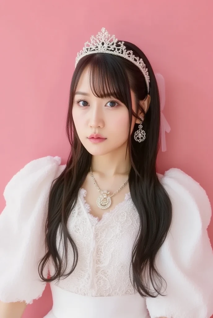 <lora:school_yearbook_photos:1>, school yearbook photos, background, portrait, 1girl, black hair, brooch, crown, dress, elbow gloves, floating, gloves, highres, jewelry, key, long hair, mask, personification, puffy sleeves, solo, super crown